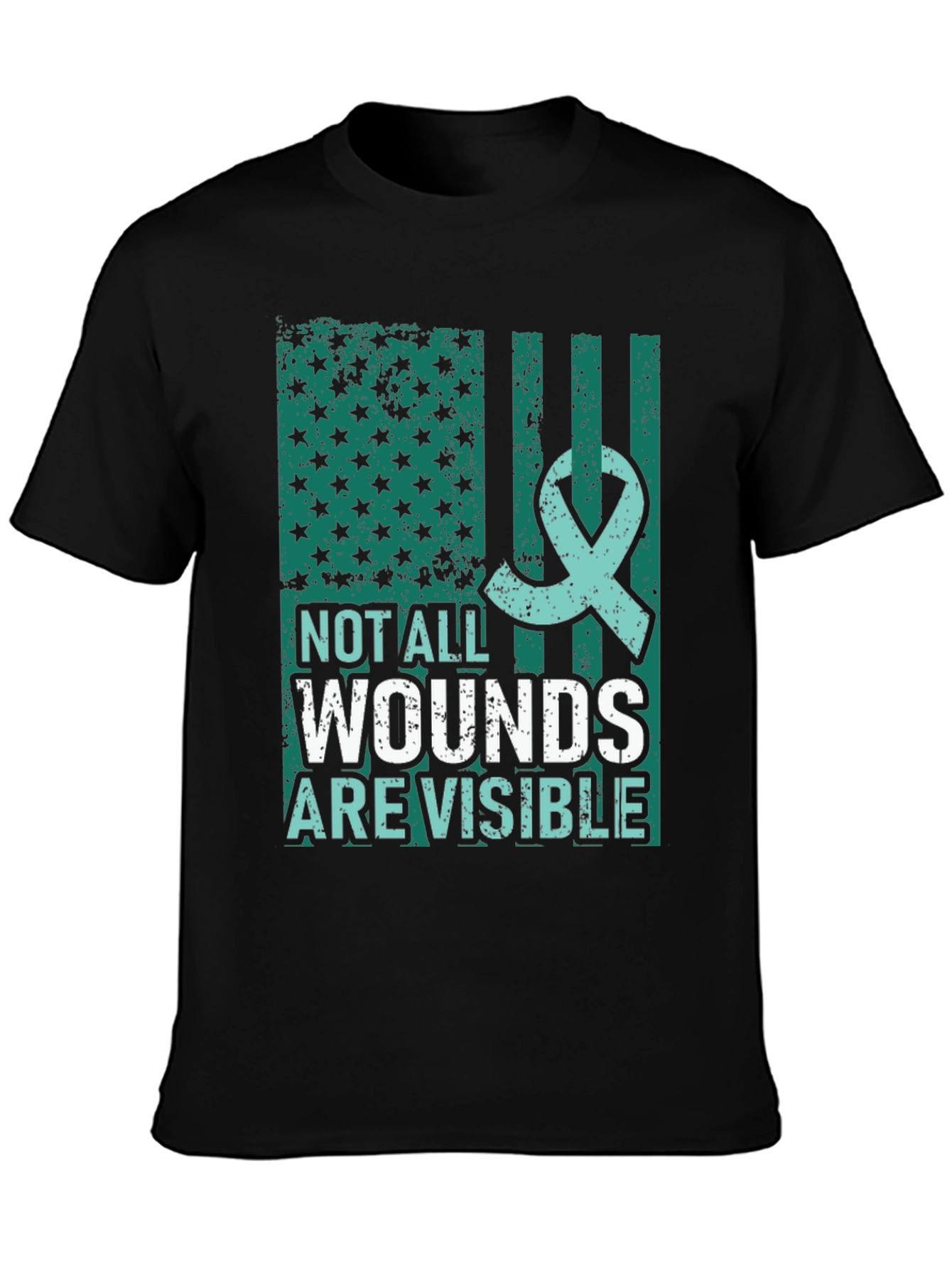 Black Not All Wounds Are Visible Mental Health Awareness T-Shirt view 3