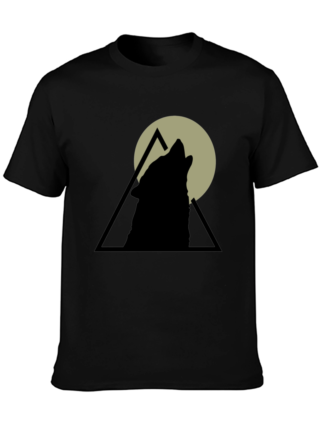 Black Wolf Howl Graphic Tee - Black Cotton T-Shirt view 3