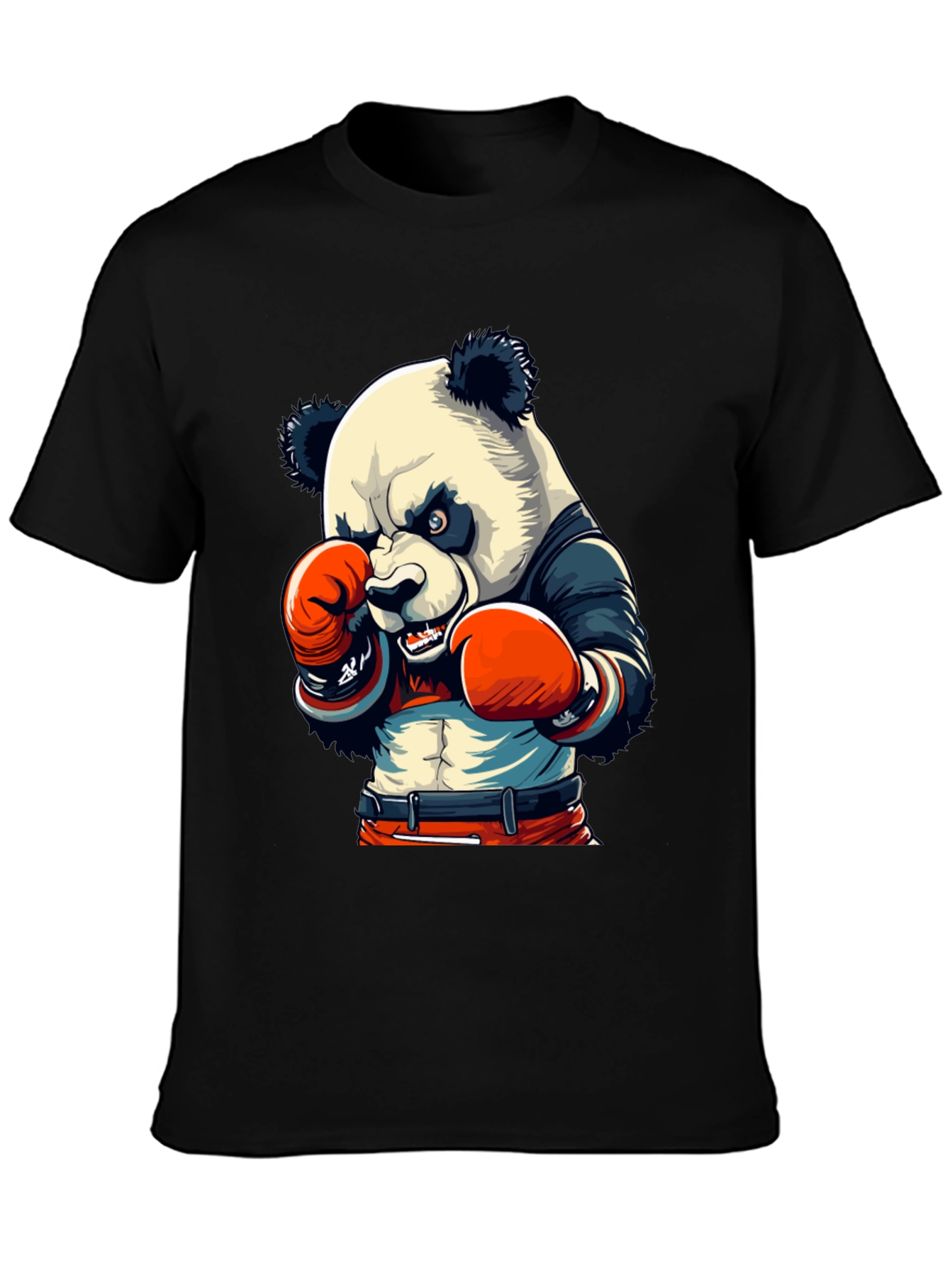 Black Panda Boxer Graphic Tee - Men's Black T-Shirt view 3