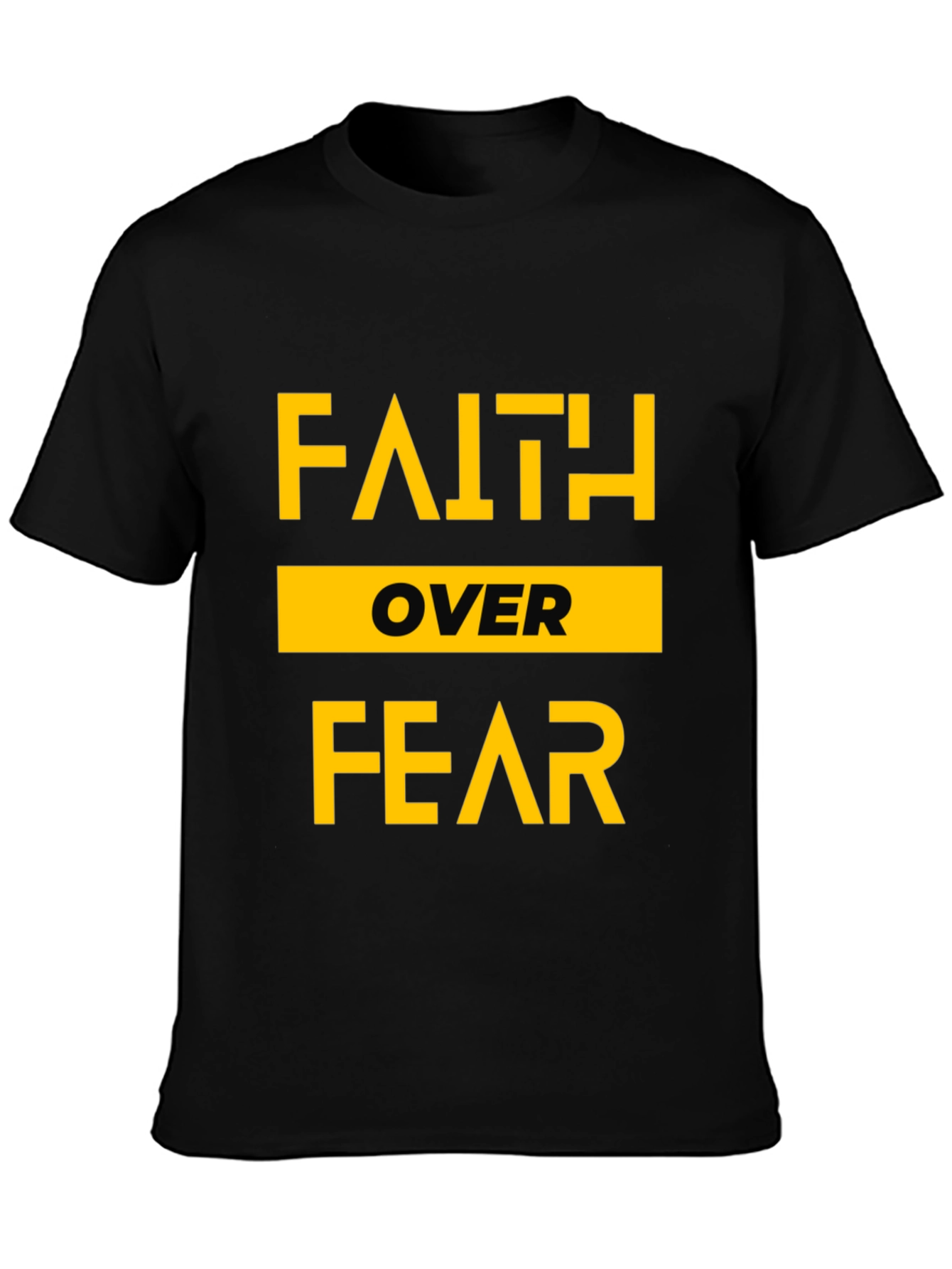 Black Faith Over Fear Graphic Print Crew Neck T-Shirt view 3