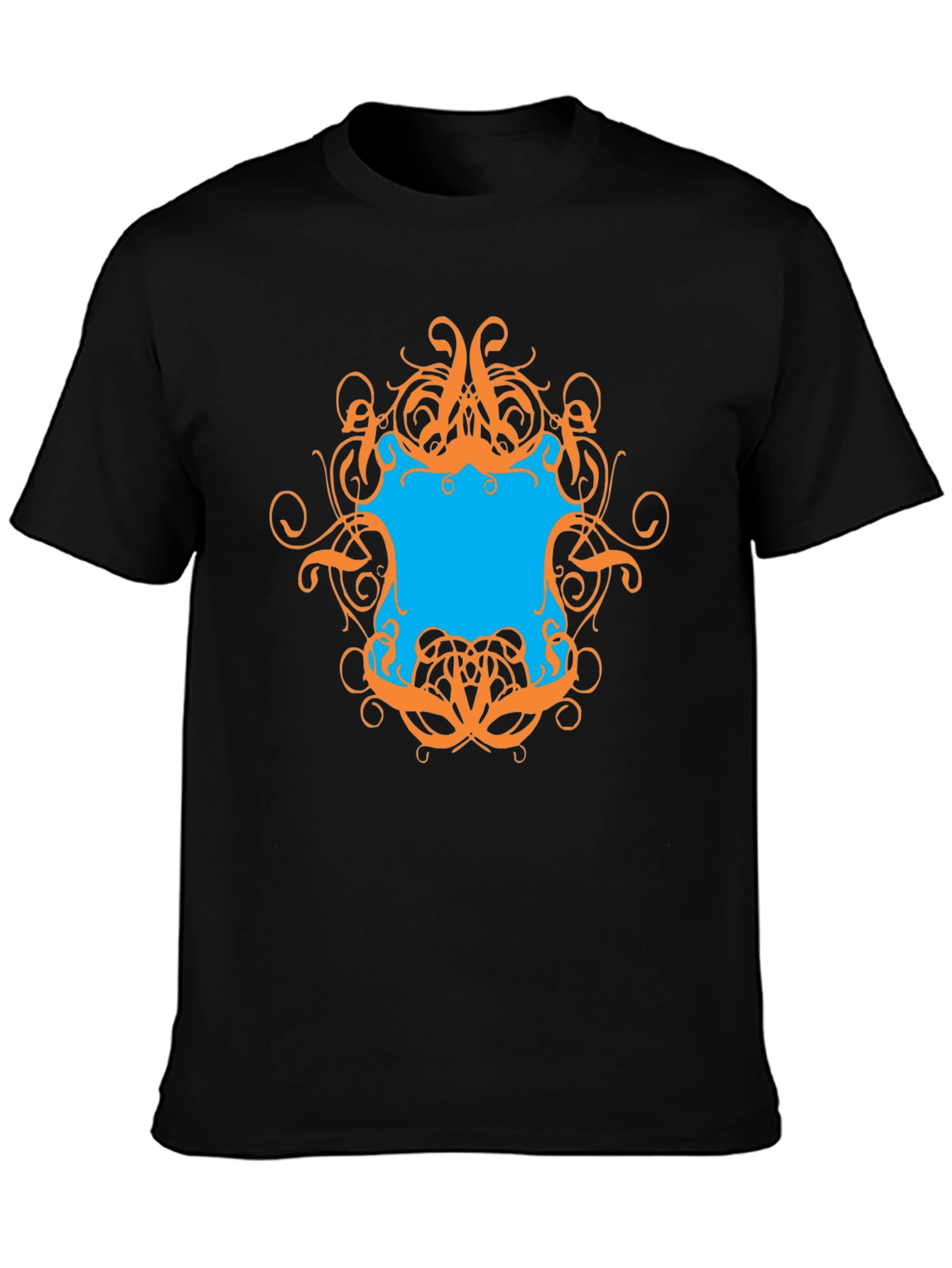 Black Graphic Tee - Black T-Shirt with Ornamental Design view 3