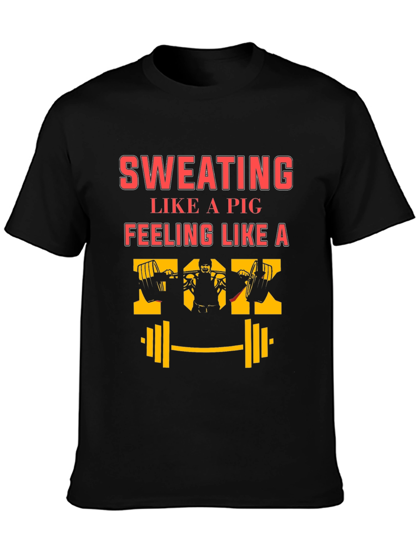 Black Sweating Pig Funny Workout Graphic Tee view 3