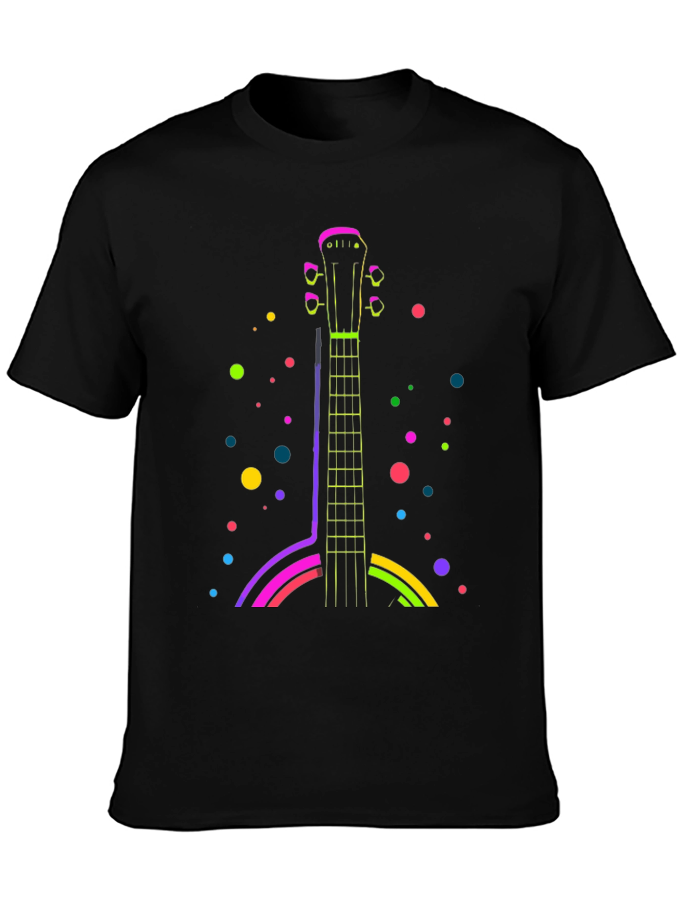 Black Neon Guitar T-Shirt - Funky Music Tee view 3