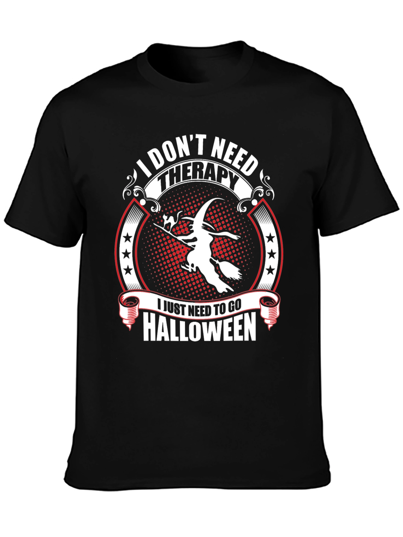 Black Halloween Witch T-Shirt - No Therapy Needed view 3