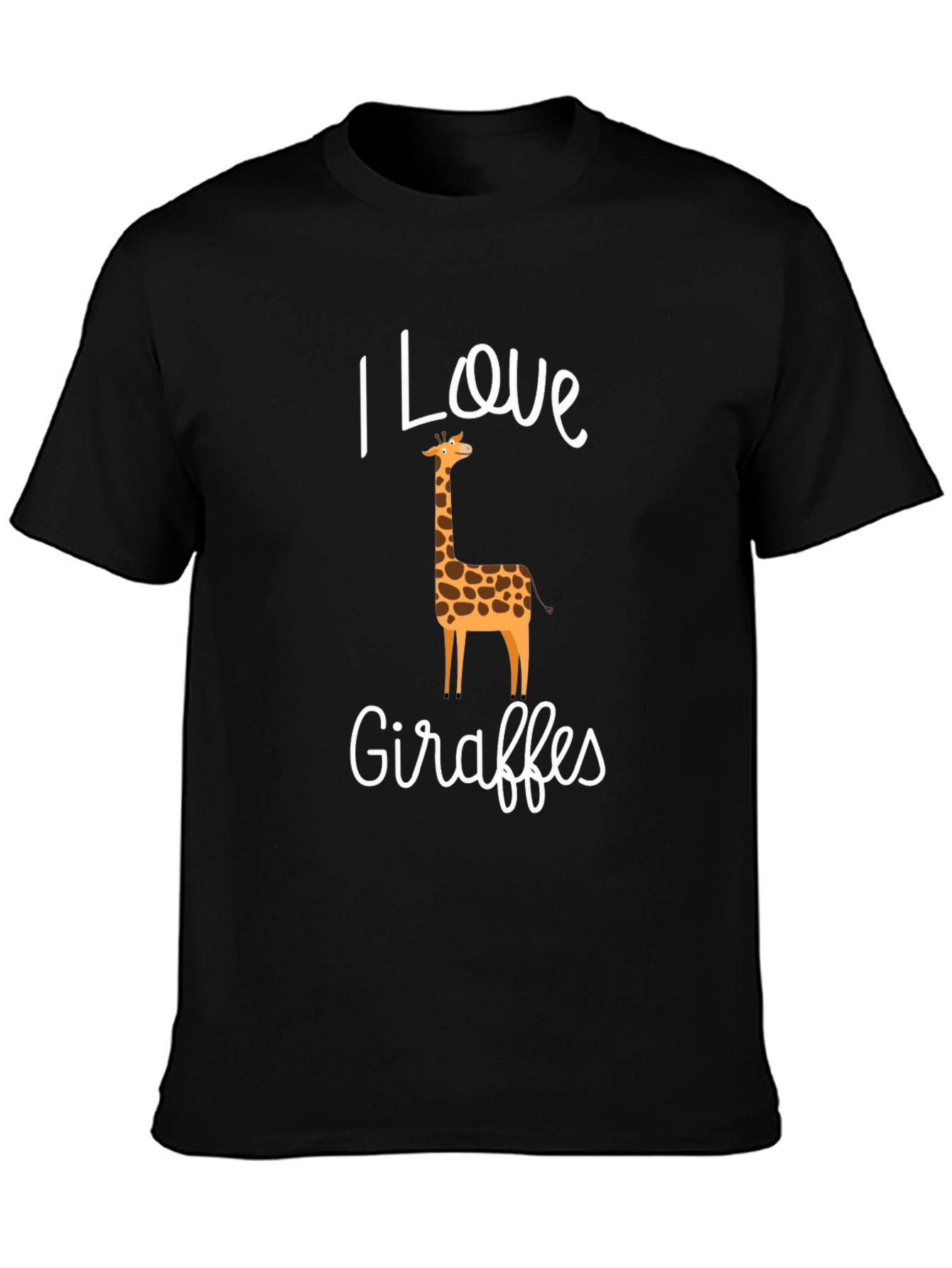Black I Love Giraffes Graphic T-Shirt - Black Crew Neck Tee view 3
