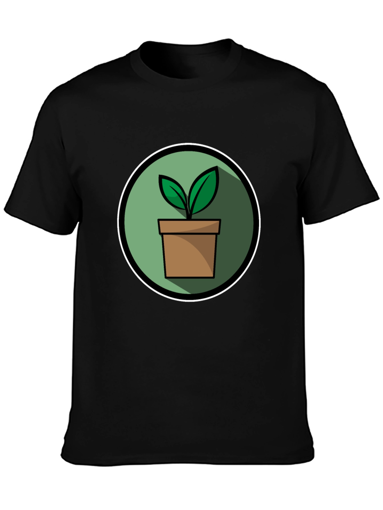 Black Plant Pot Graphic Tee - Black Cotton Blend T-Shirt view 3