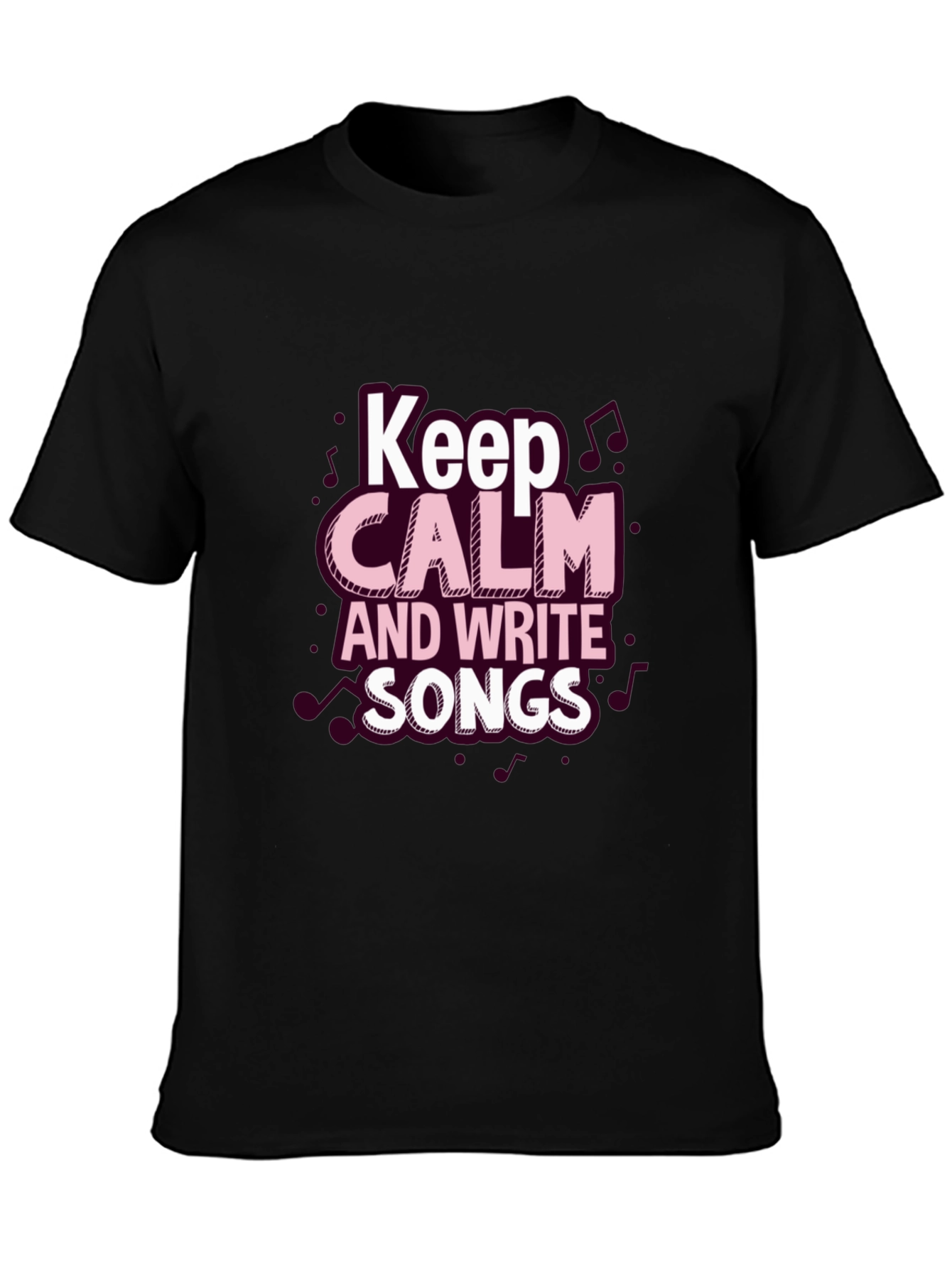 Black Keep Calm & Write Songs Black T-Shirt view 3