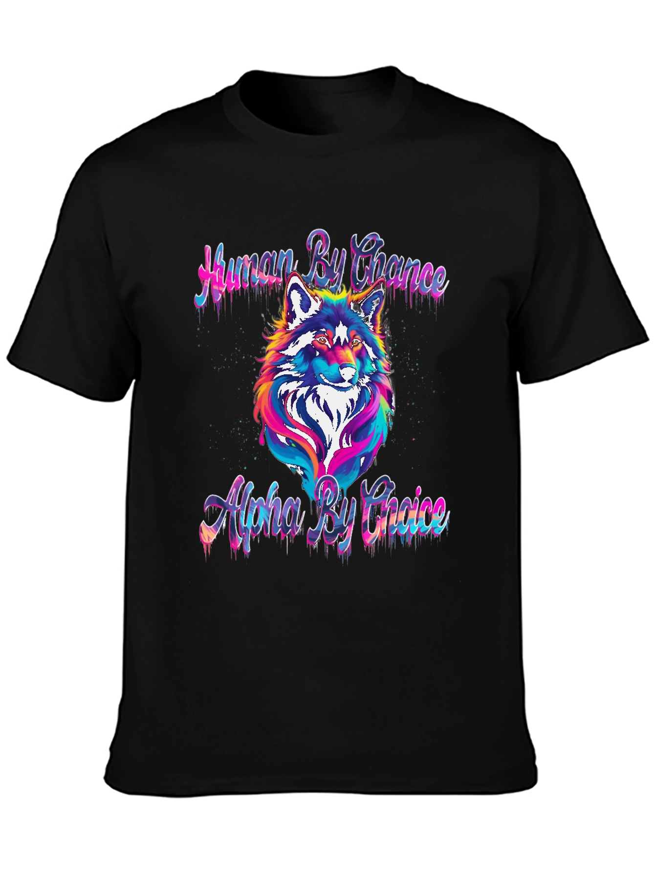 Black Human by Chance Alpha by Choice Wolf Graphic Tee view 3