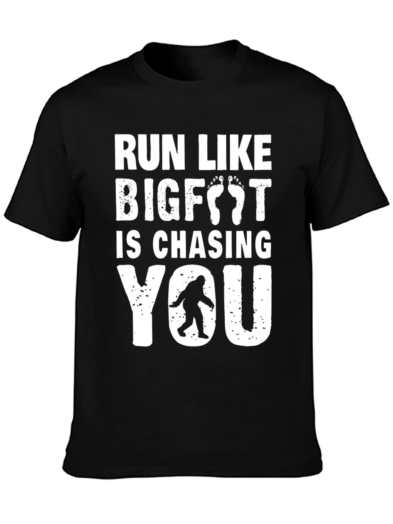 Black Run Like Bigfoot Is Chasing You - Funny Graphic Tee view 3