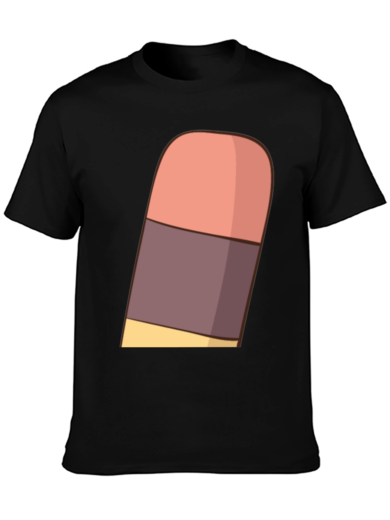 Black Cartoon Eraser Graphic T-Shirt - Black Cotton Blend view 3