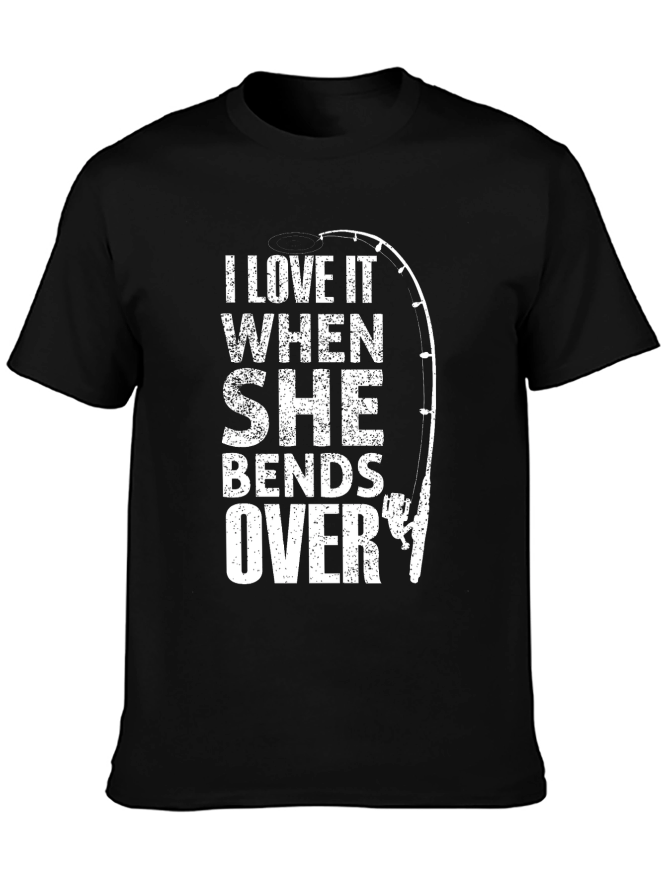 Black Fishing Humor T-Shirt: I Love When She Bends Over view 3