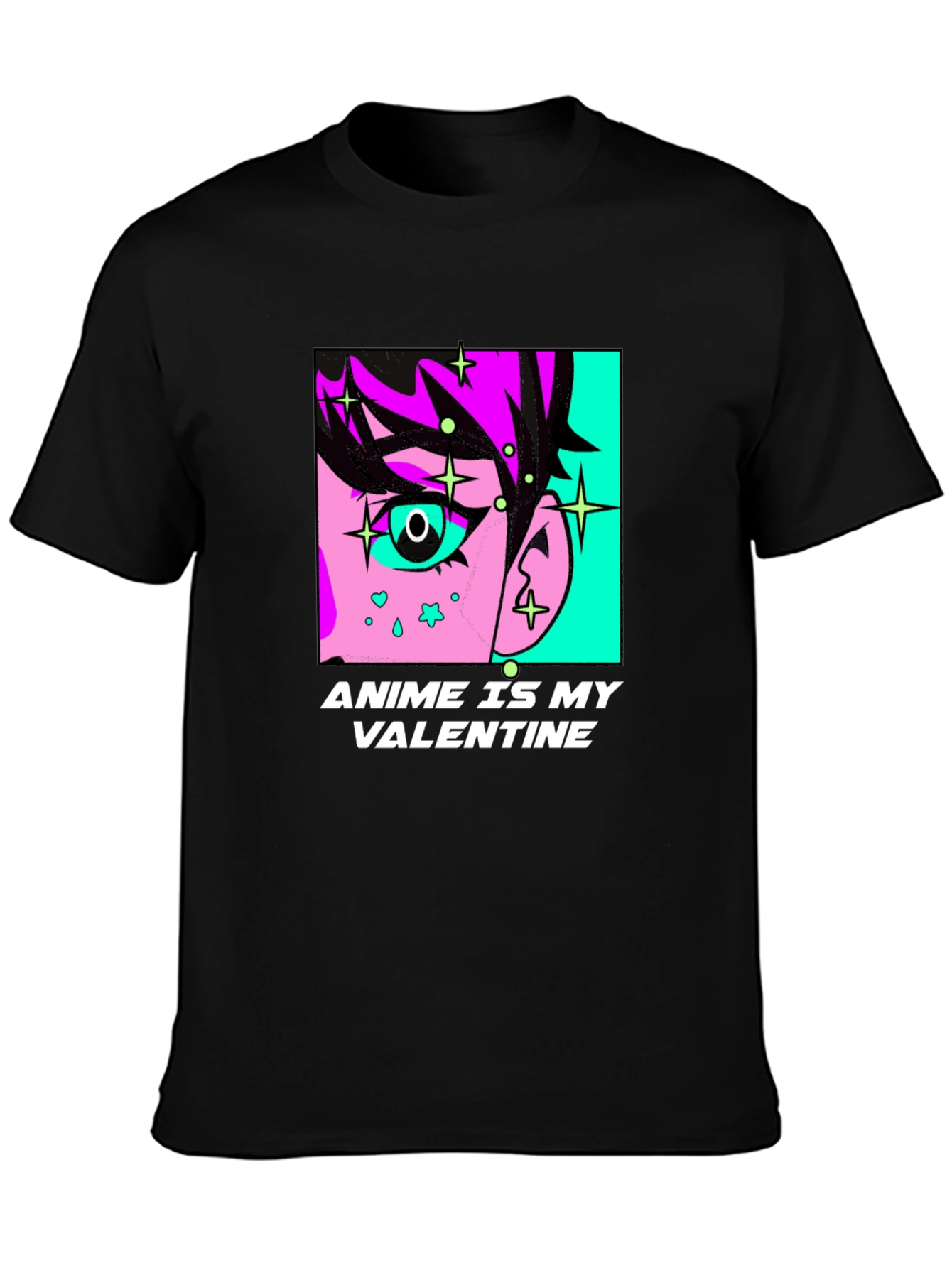 Black Anime Is My Valentine Graphic T-Shirt view 3