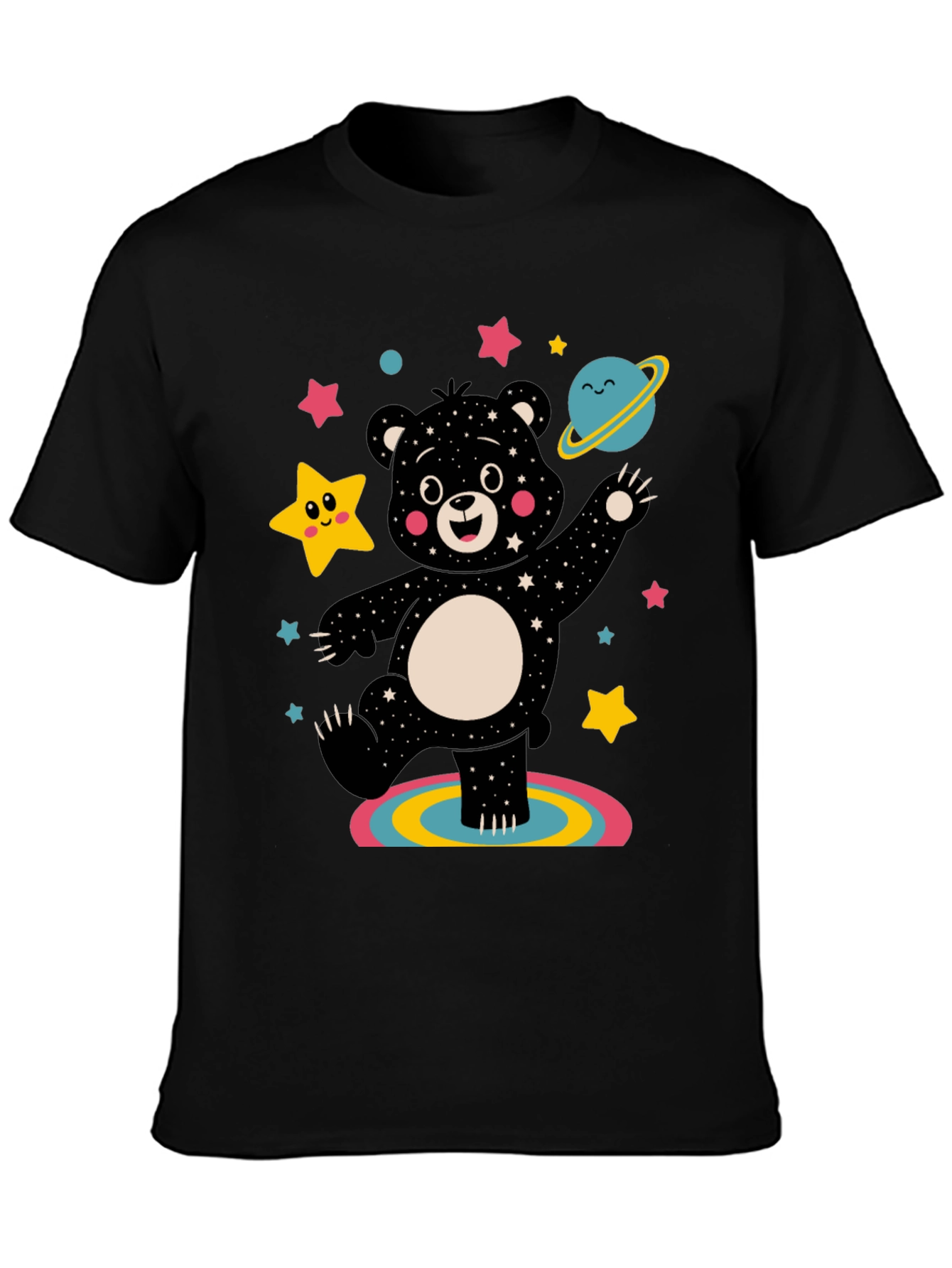 Black Cosmic Bear Graphic Tee - Black Unisex Shirt view 3