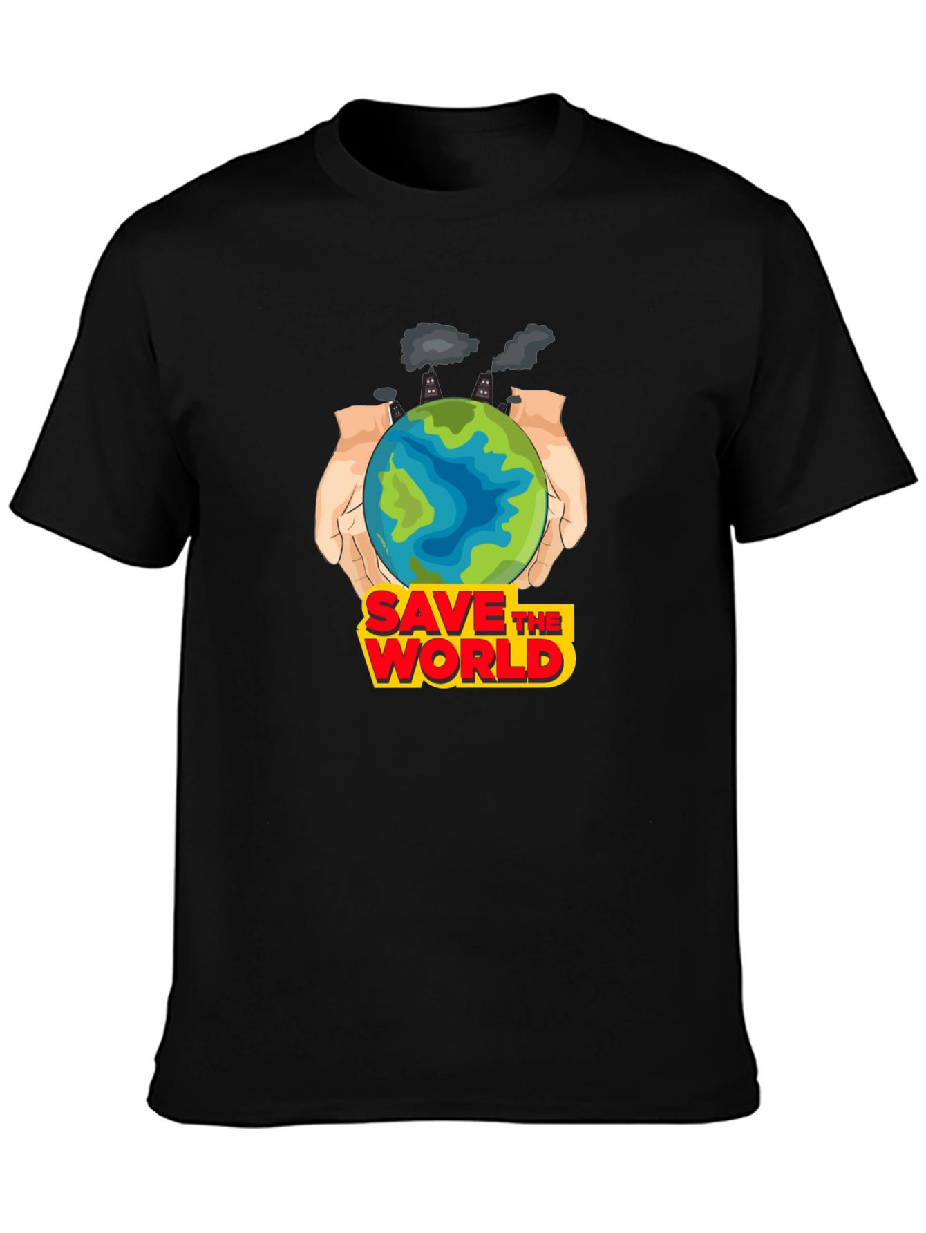 Black Save the World Graphic T-Shirt - Earth Day Apparel view 3