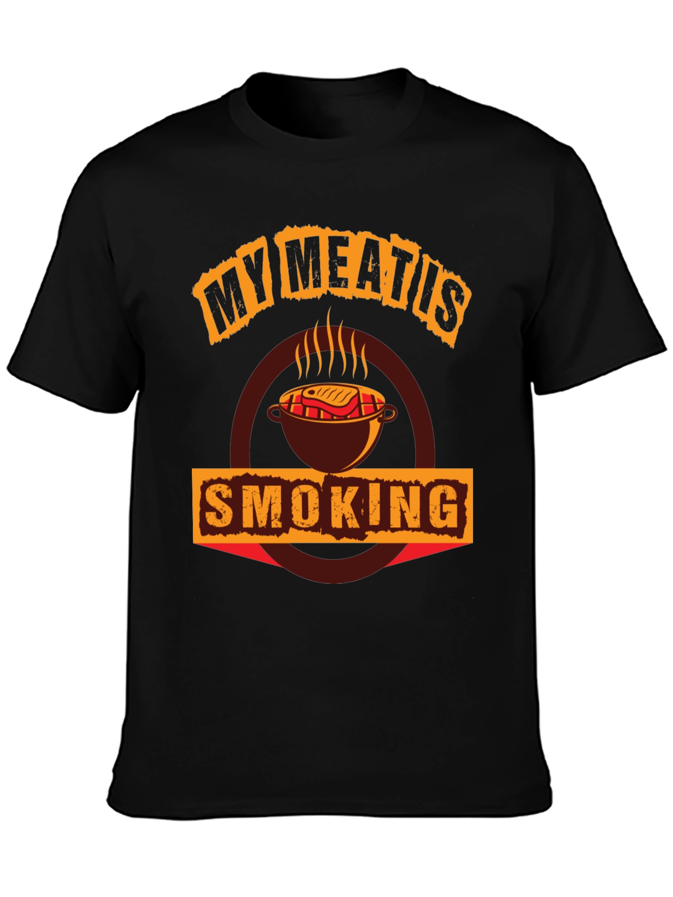 Black My Meat Is Smoking BBQ T-Shirt view 3