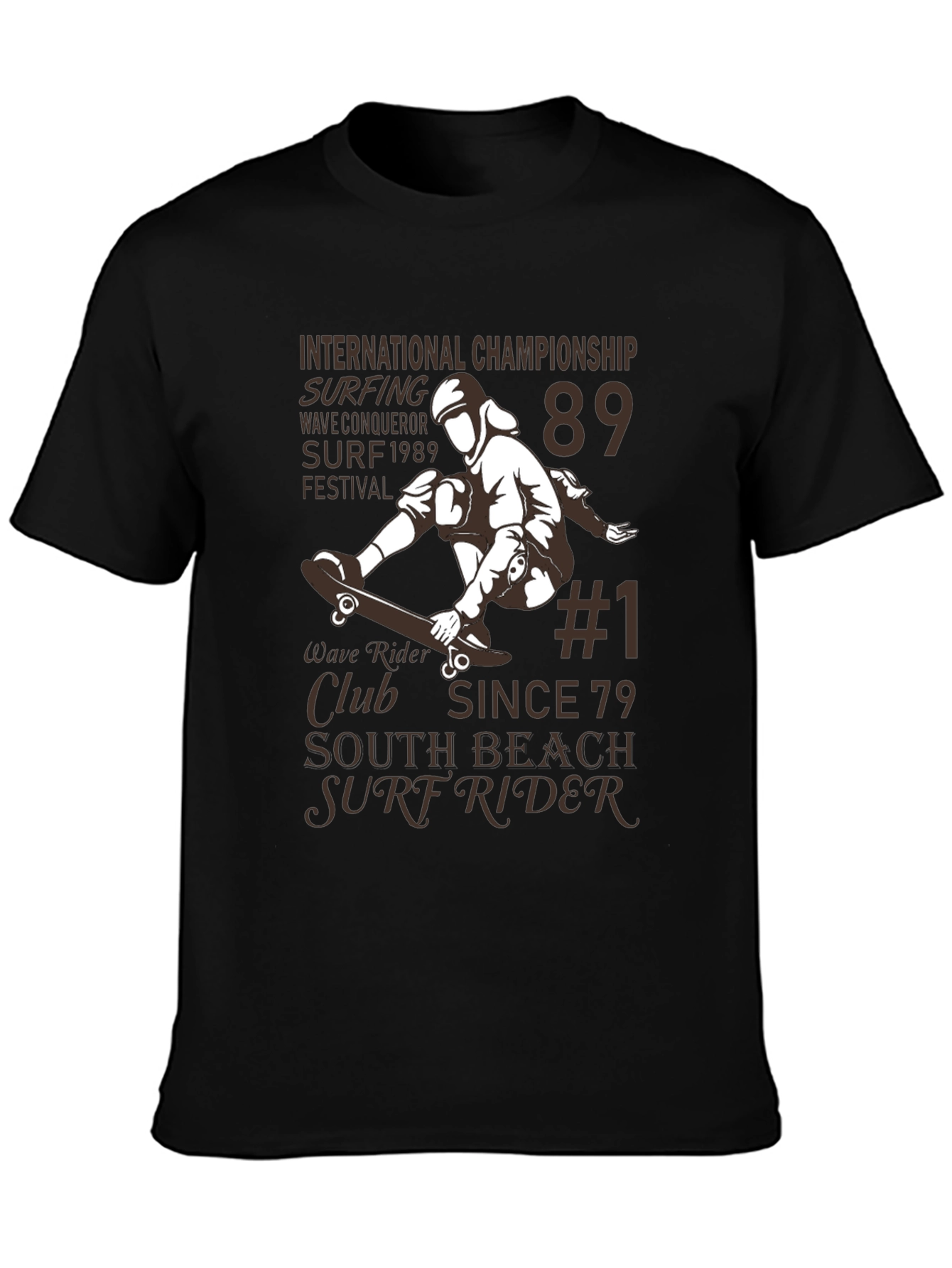 Black Surf Rider T-Shirt: International Championship Design view 3