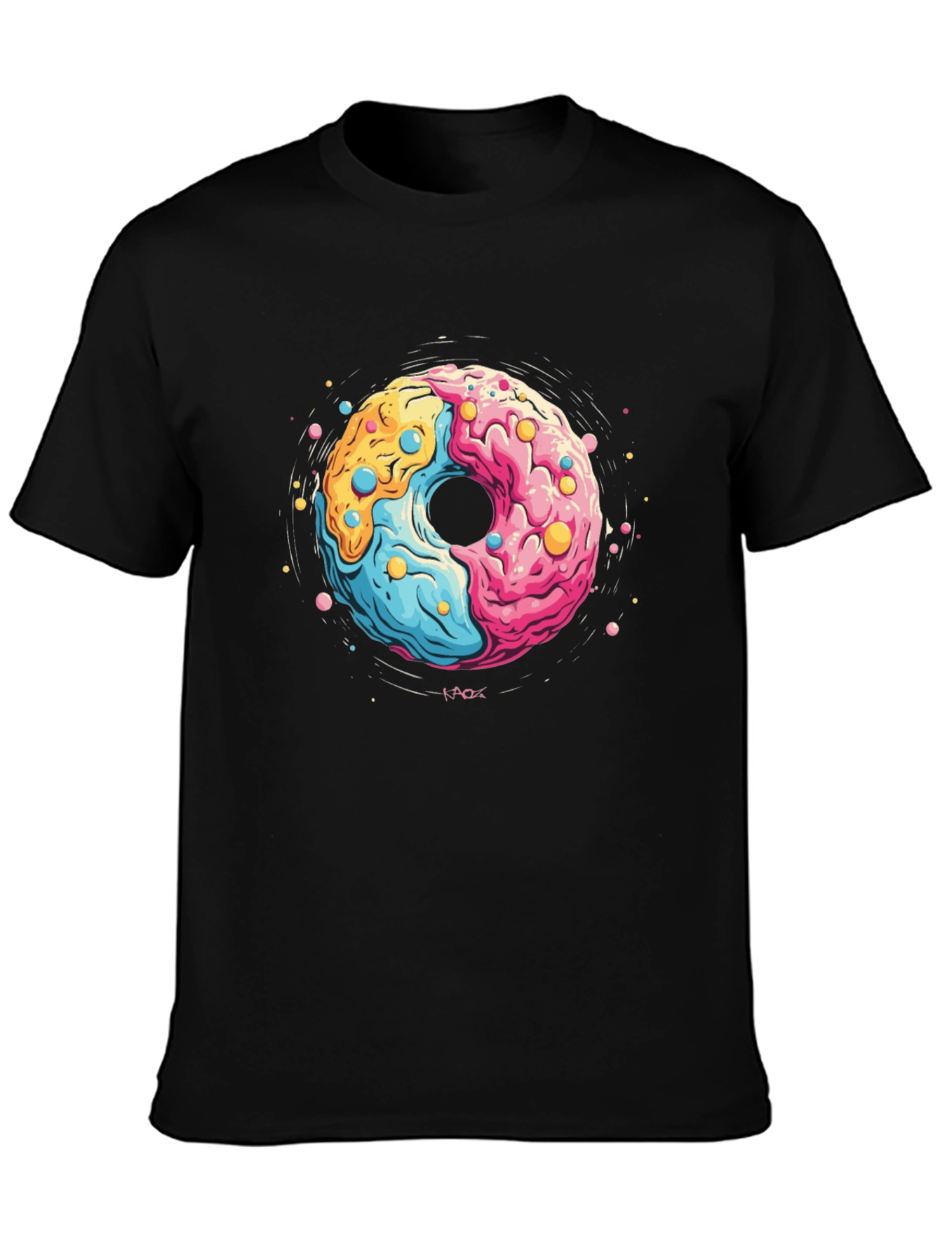 Black Donut Graphic T-Shirt - Fun Novelty Tee view 3