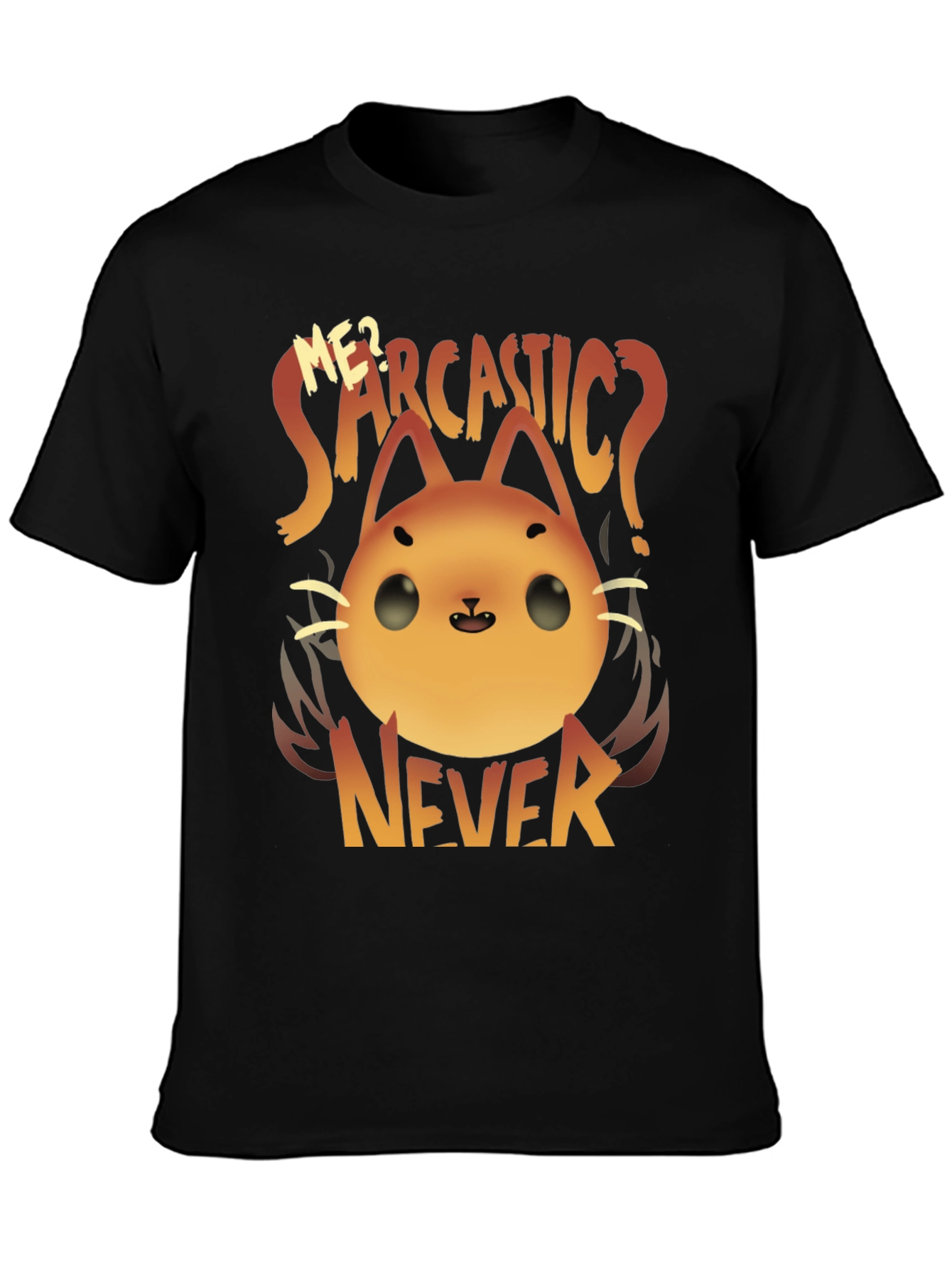 Black Sarcastic Cat T-Shirt - Funny Graphic Tee view 3