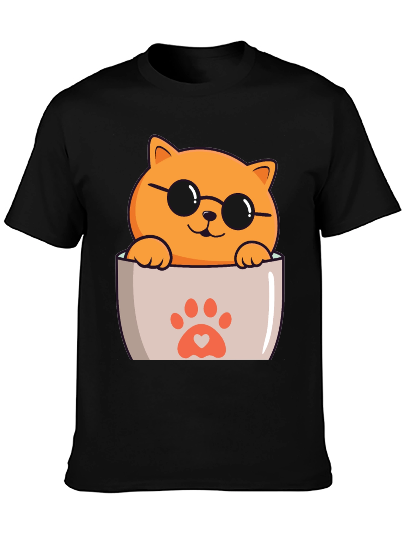 Black Cool Cat Pocket T-Shirt view 3