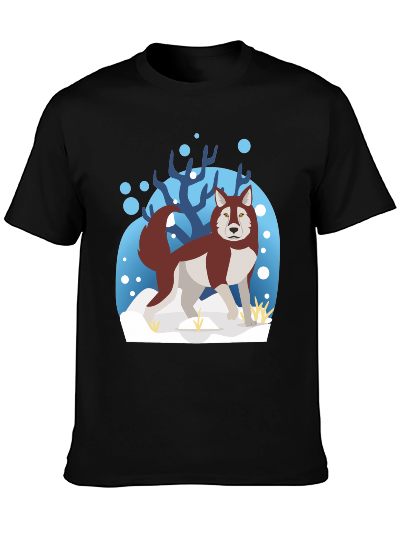 Black Husky Winter Scene Graphic Tee view 3