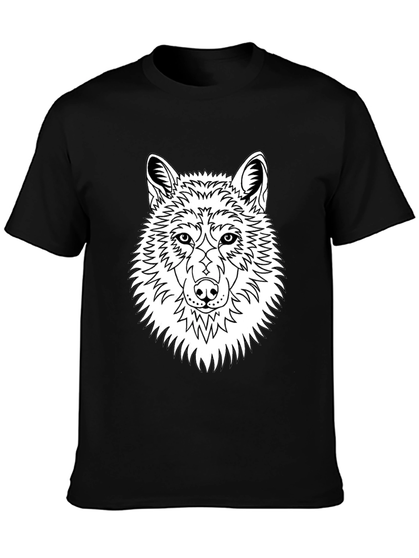 Black Wolf Graphic Tee - Black Cotton Blend T-Shirt view 3