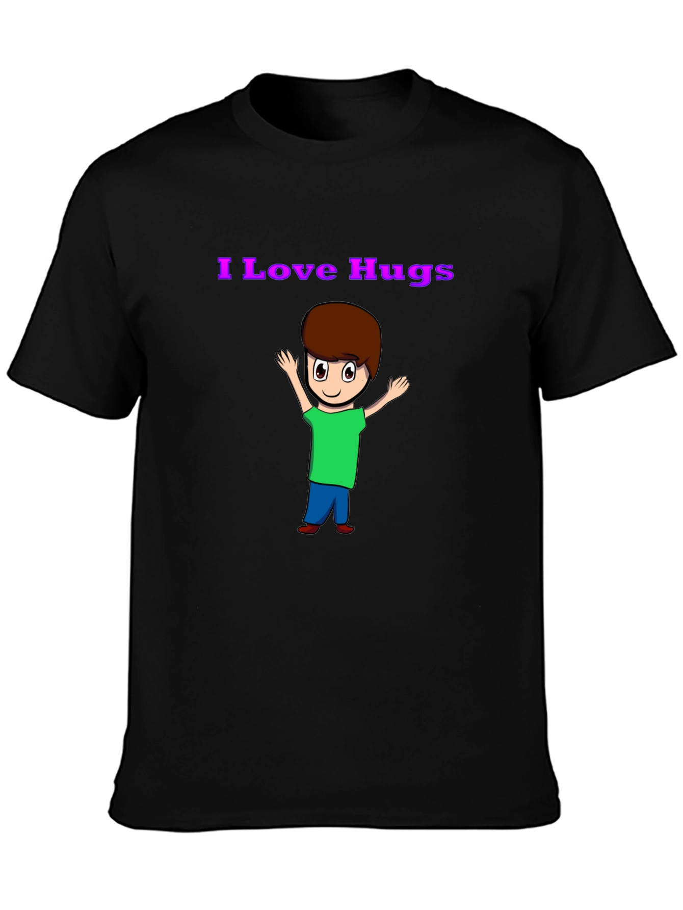 Black I Love Hugs Graphic T-Shirt view 3