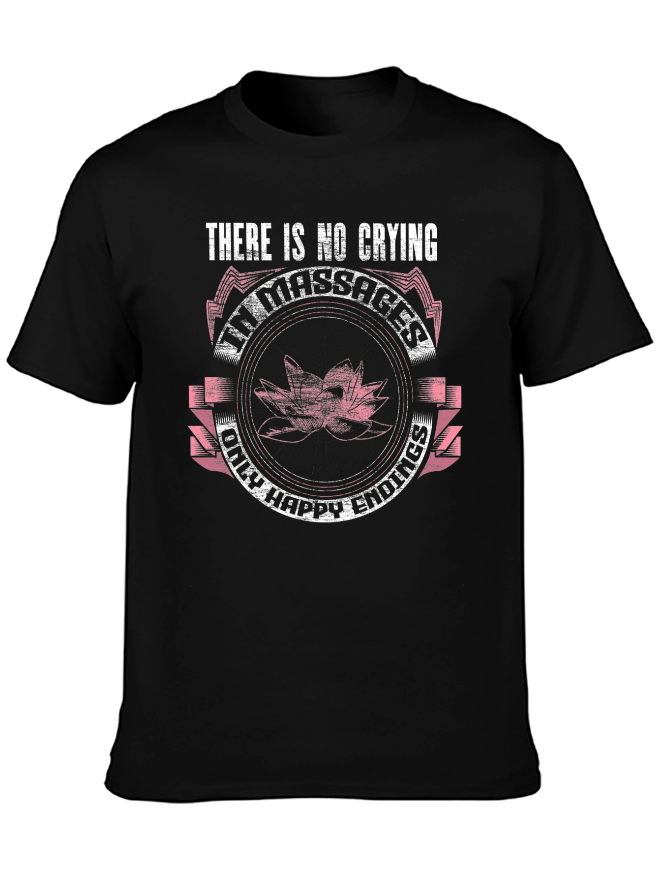 Black Funny Massage T-Shirt - No Crying, Happy Endings Only view 3