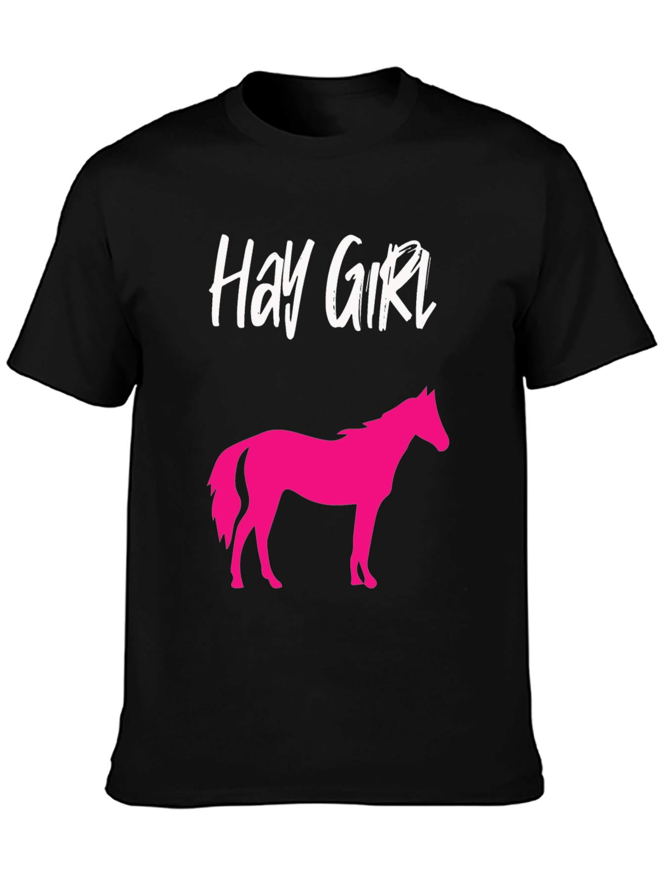 Black Hay Girl Horse Graphic Tee - Novelty Shirt view 3