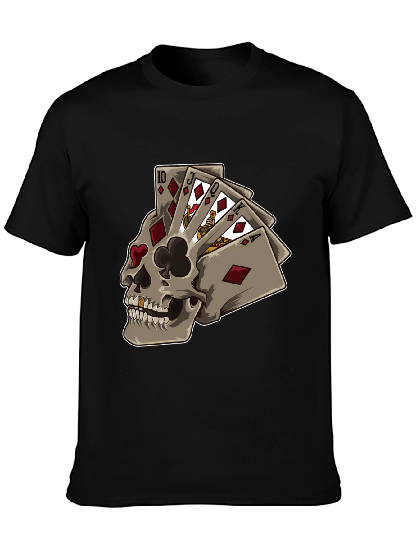 Black Skull Playing Card Graphic Tee view 3