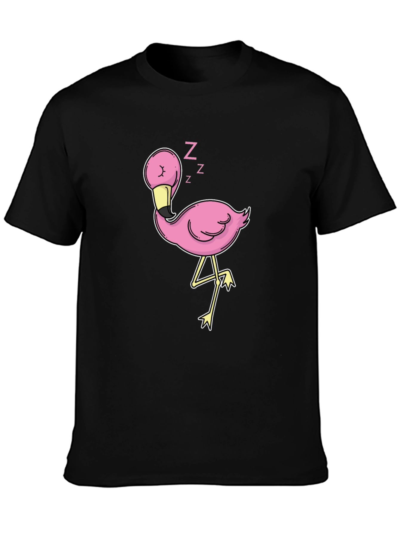 Black Sleeping Flamingo Graphic Tee - Black view 3