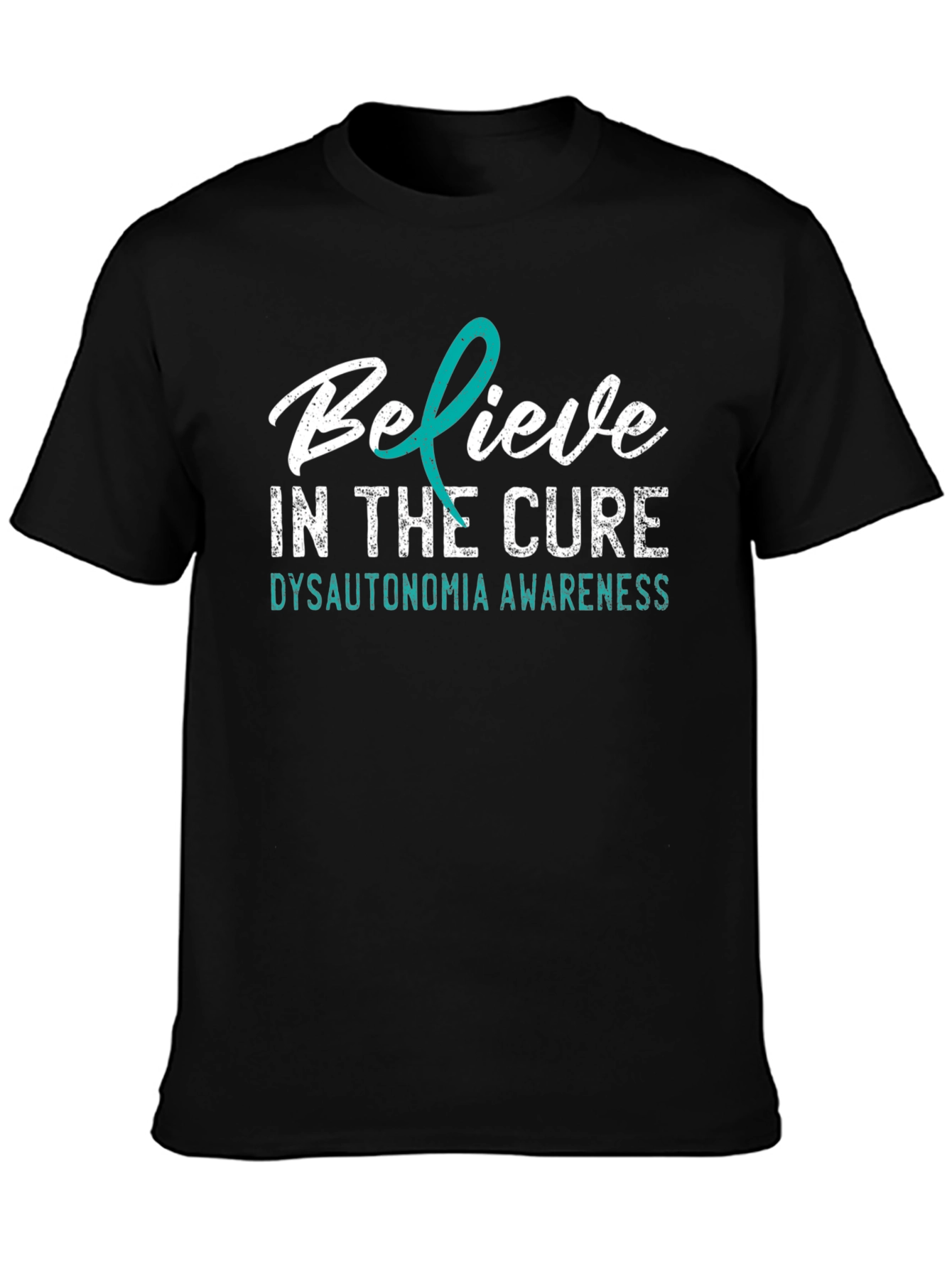 Black Believe In The Cure Dysautonomia Awareness T-Shirt view 3