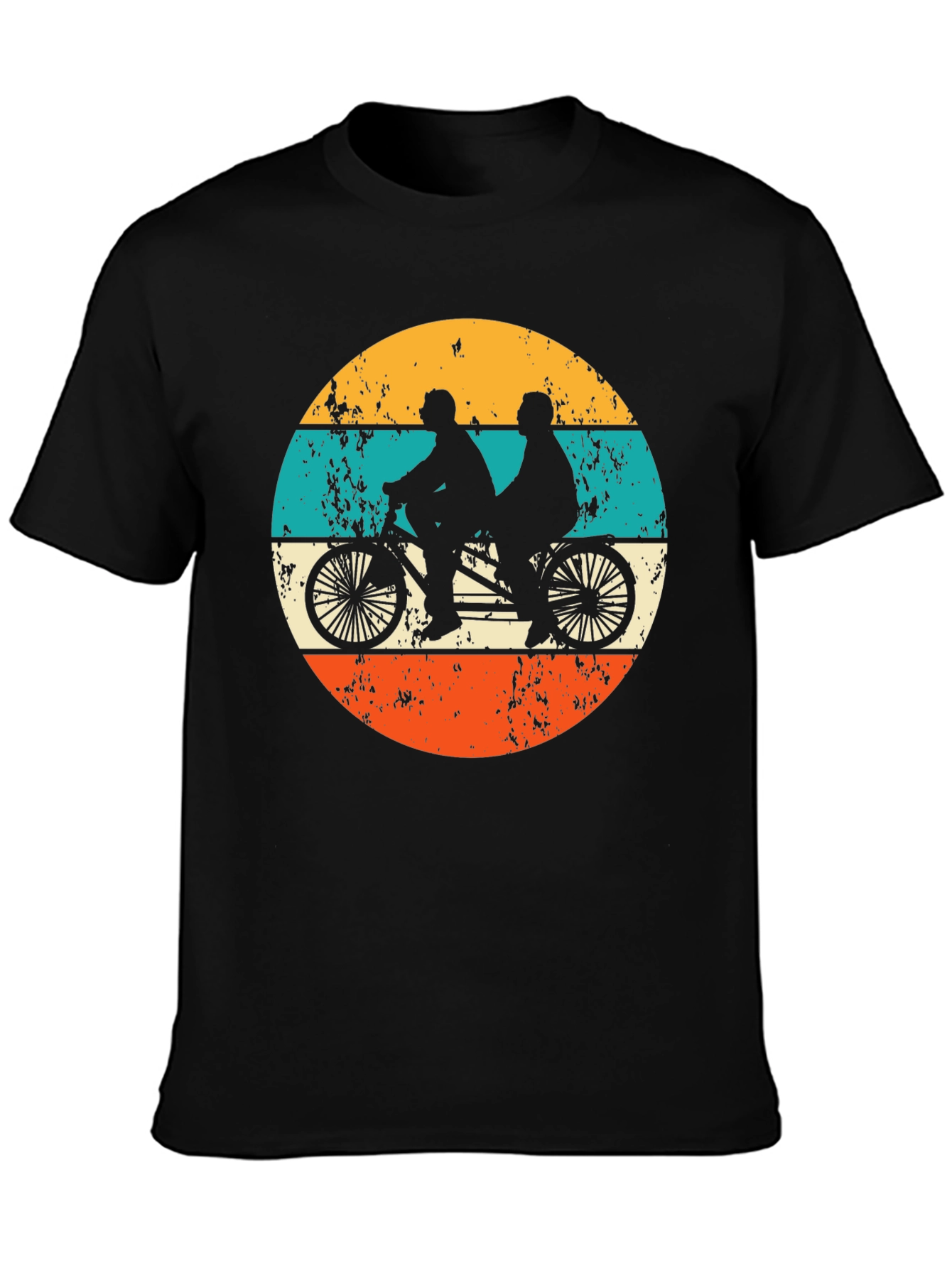 Black Tandem Bike Retro Graphic Tee view 3