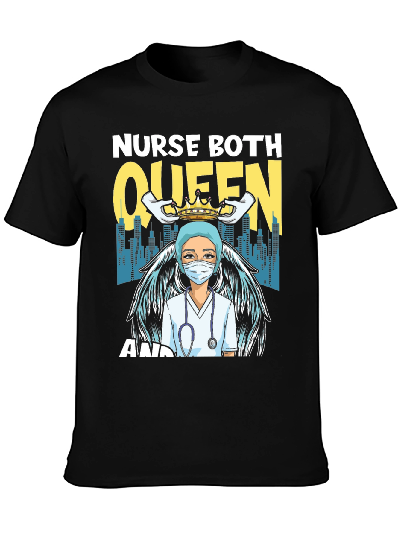 Black Nurse Queen T-Shirt - Essential Worker Apparel view 3