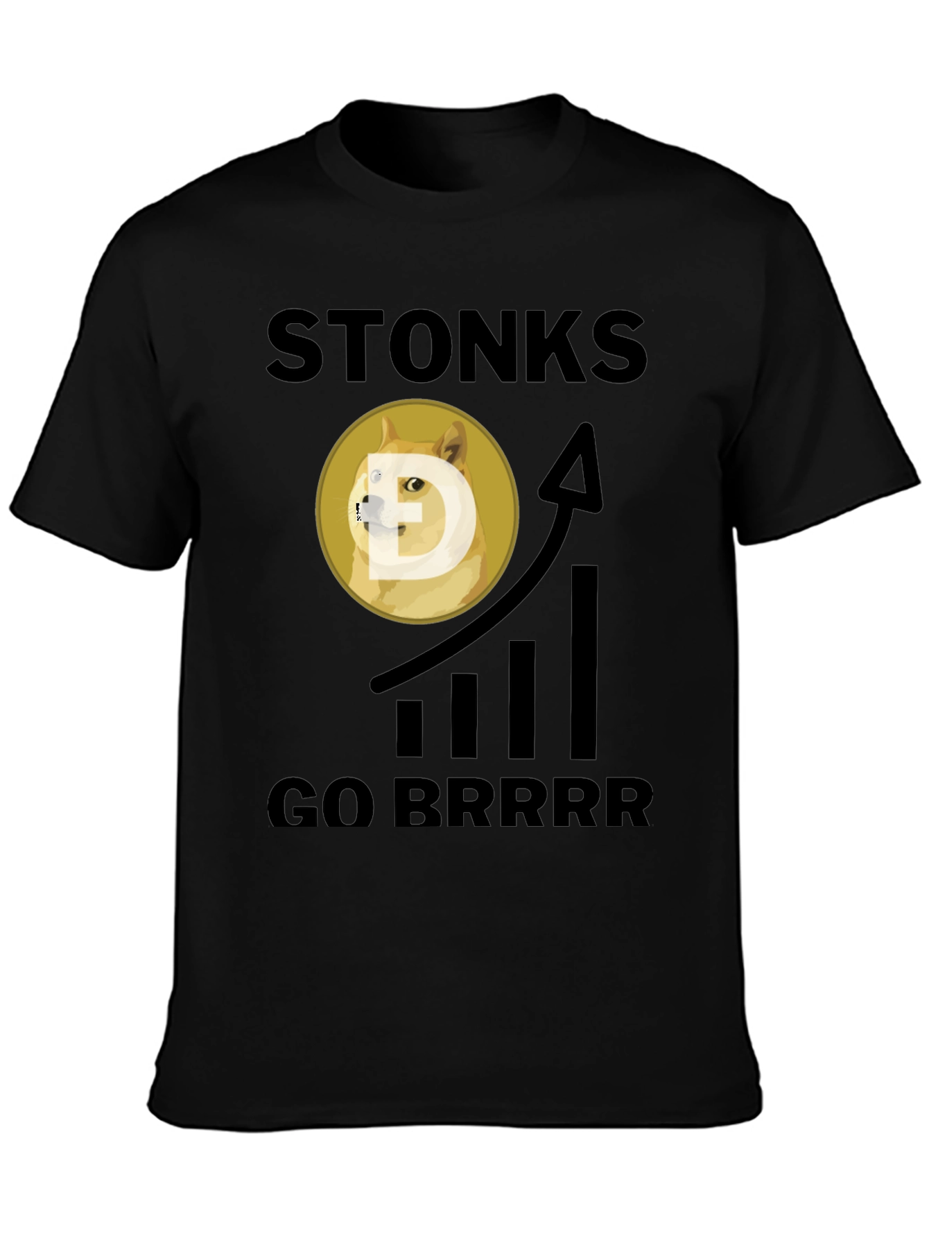 Black Stonks Go Brrr Black Graphic Tee view 3