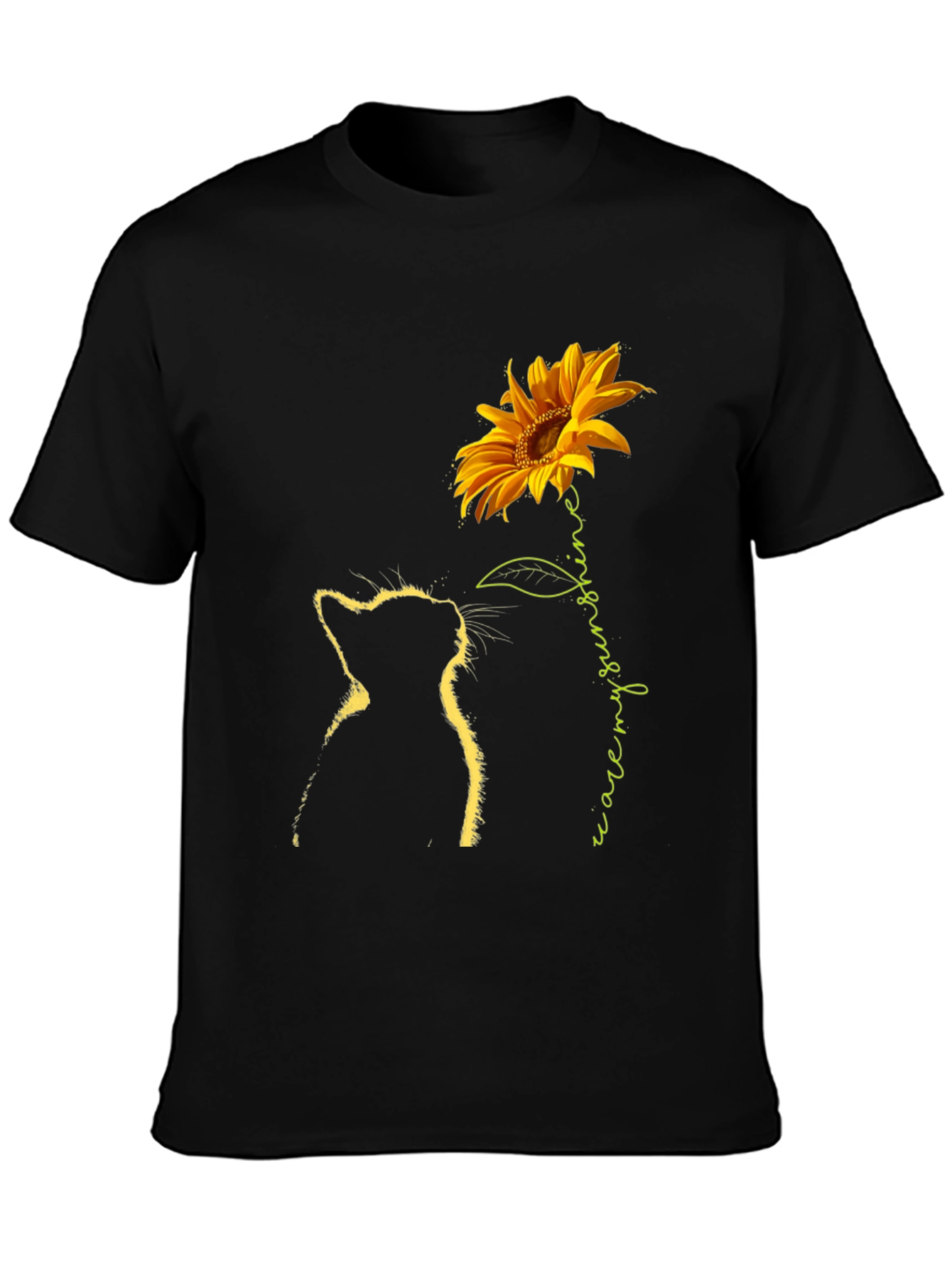 Black Cat & Sunflower Graphic Tee - Black view 3