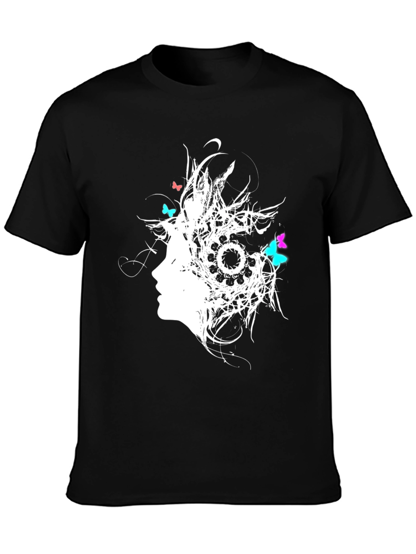 Black Abstract Butterfly Women's Graphic T-Shirt view 3