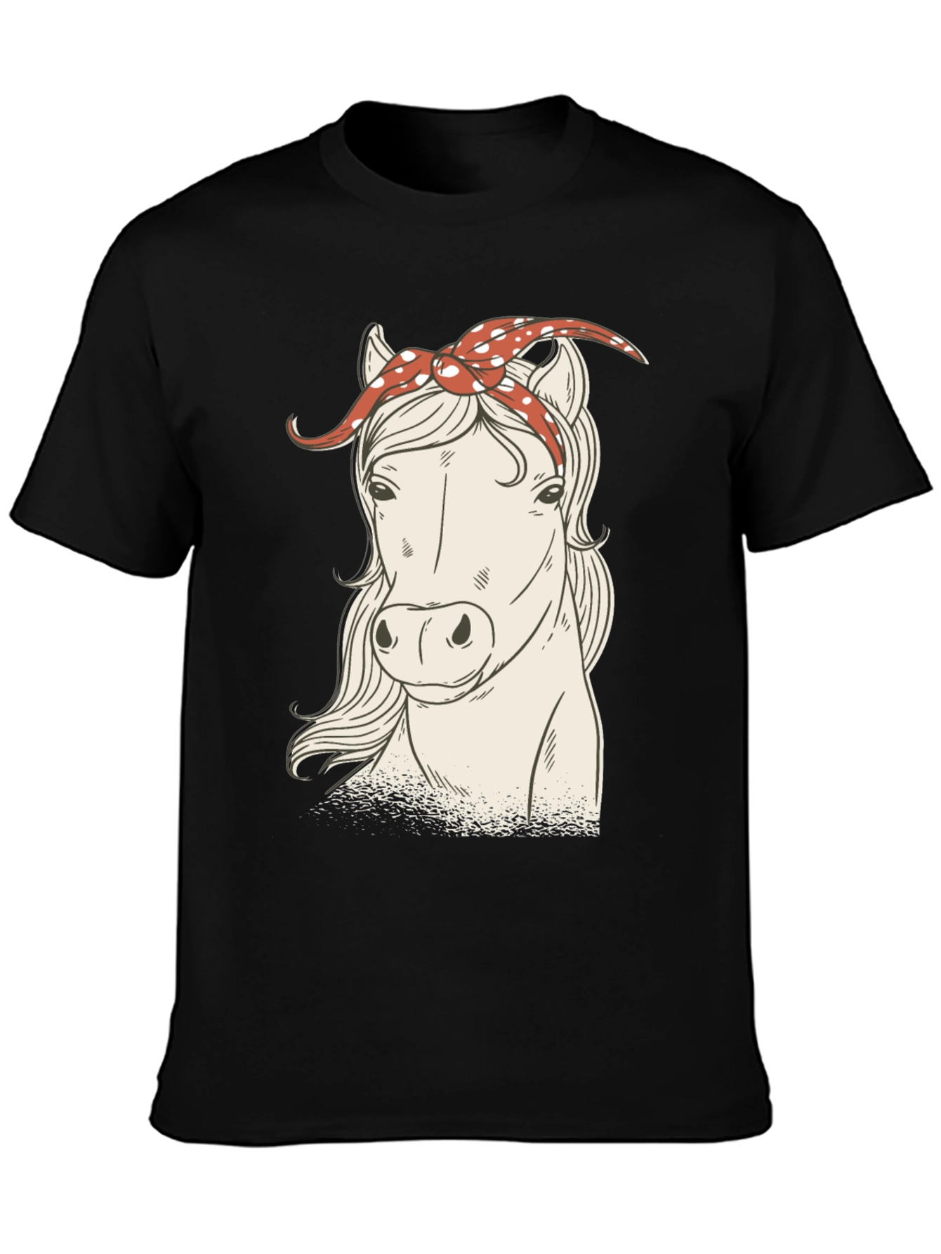 Black Horse with Bandana Graphic Tee - Black view 3