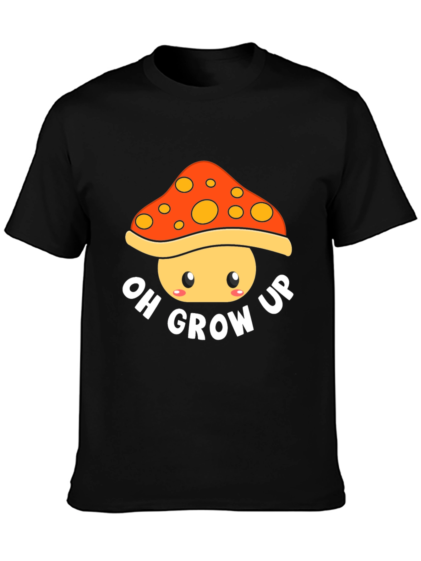 Black Oh Grow Up Mushroom Graphic T-Shirt view 3