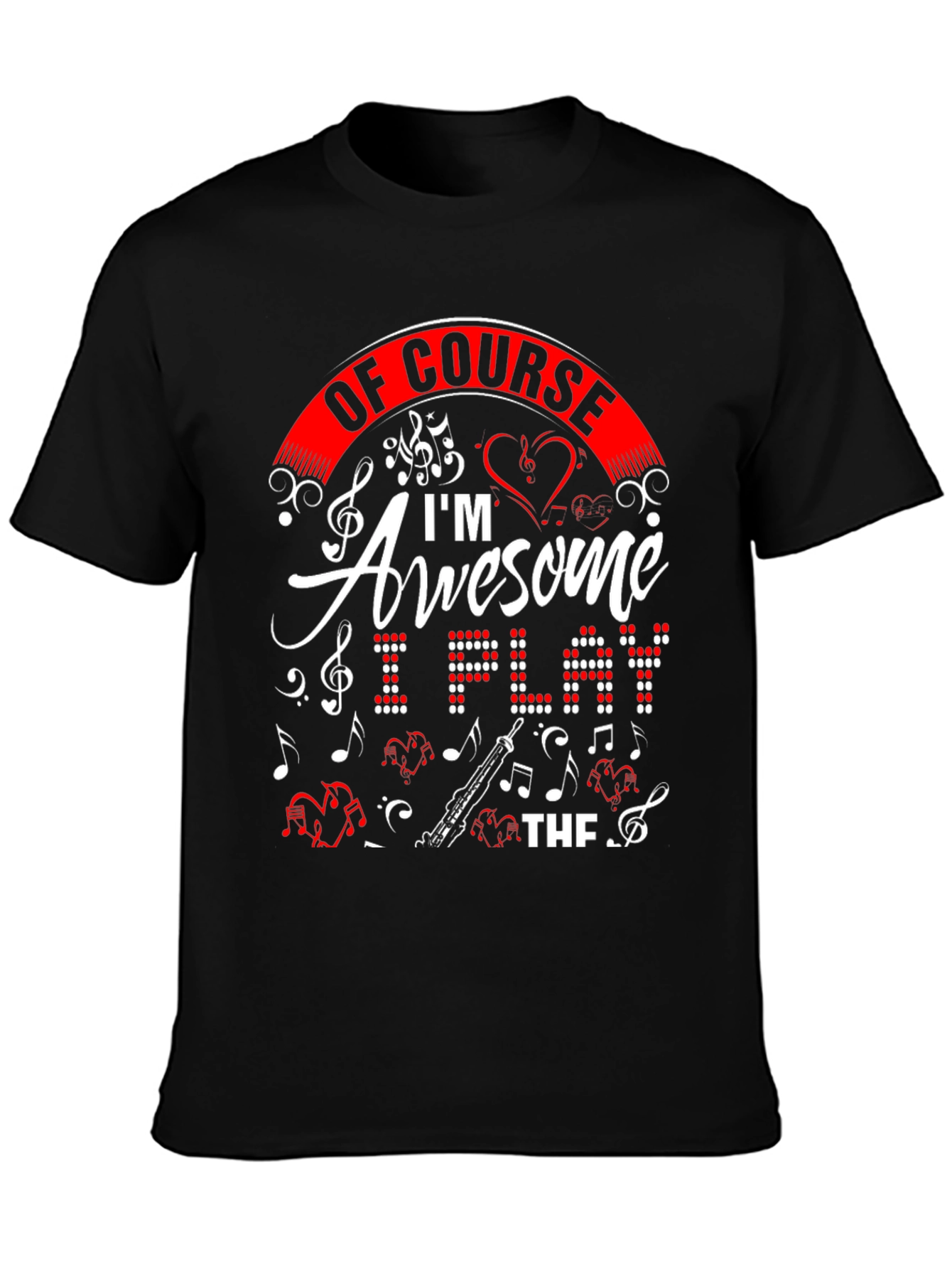 Black Awesome Oboe Player T-Shirt view 3