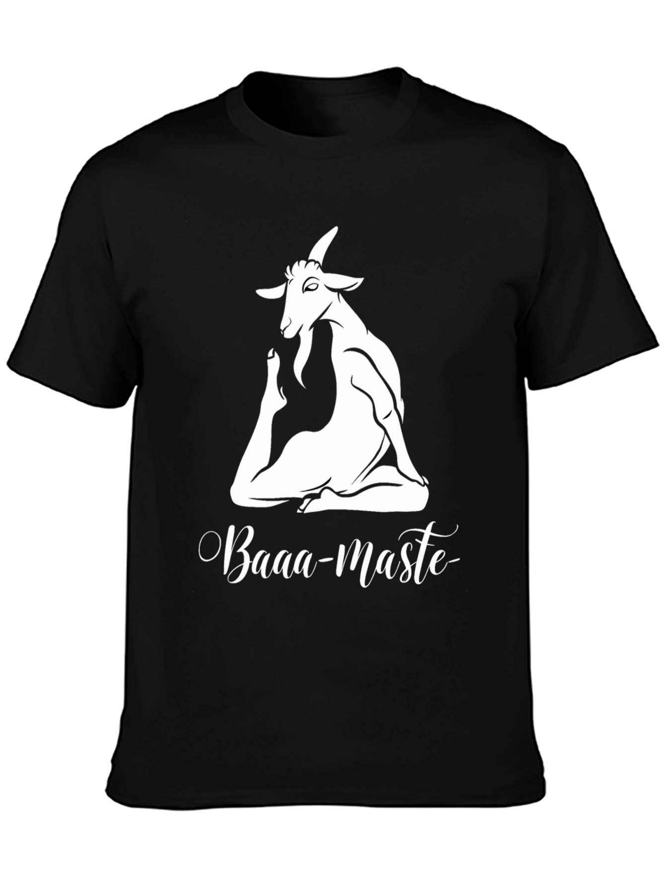 Black Yoga Goat Tee: Baaa-maste Black T-Shirt view 3