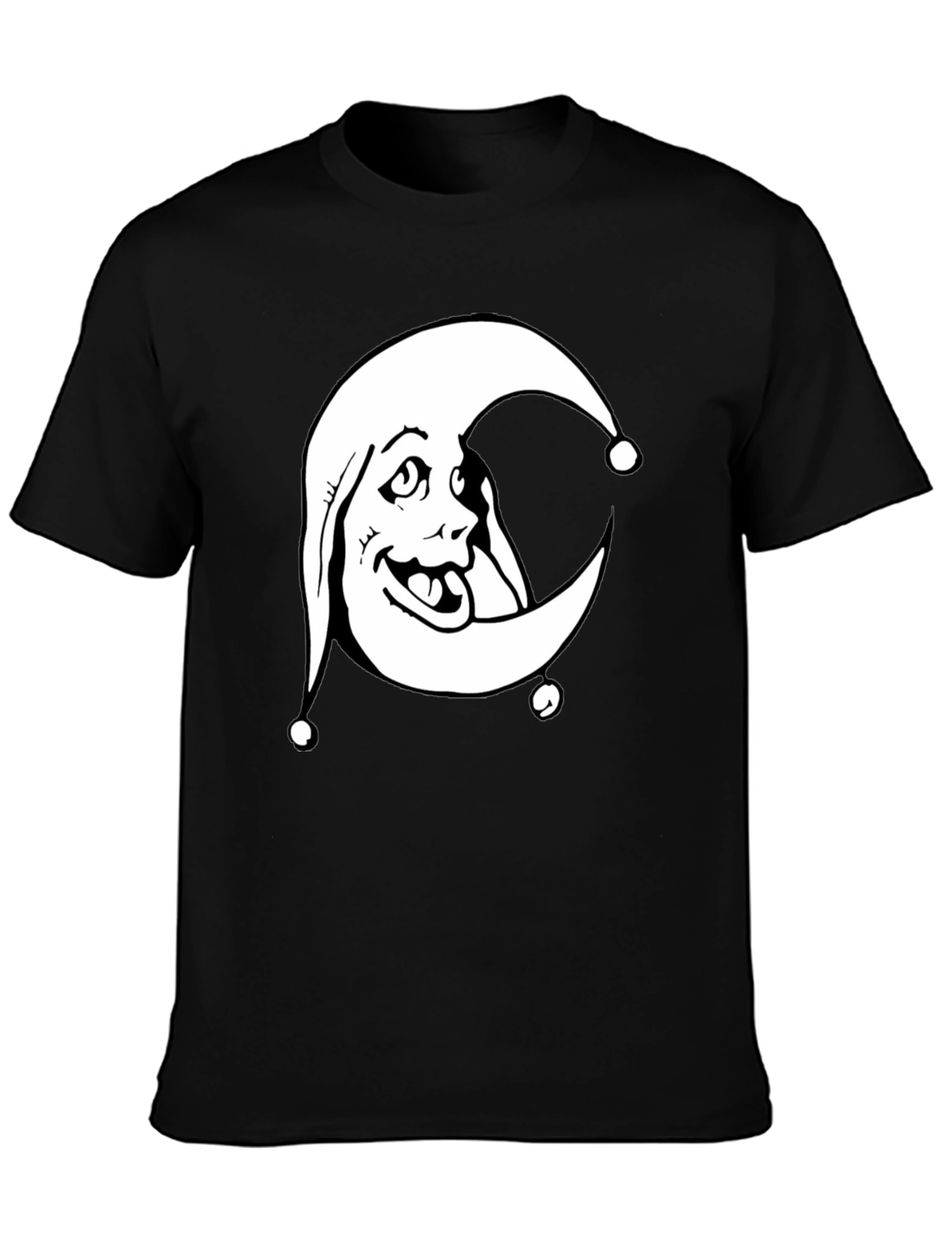 Black Moon Jester Graphic Tee - Black Cotton Shirt view 3