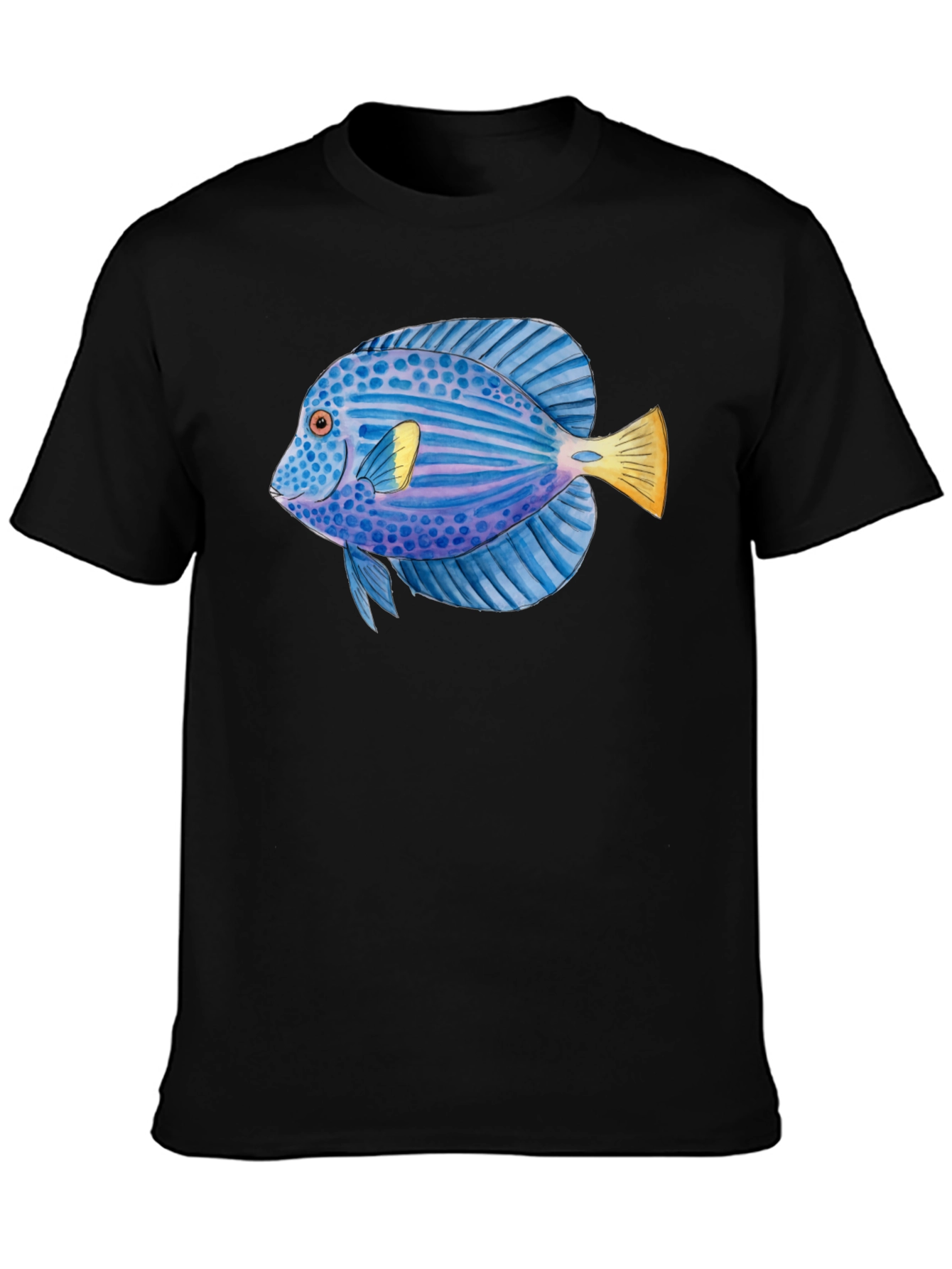 Black Cool Fish Graphic T-Shirt view 3