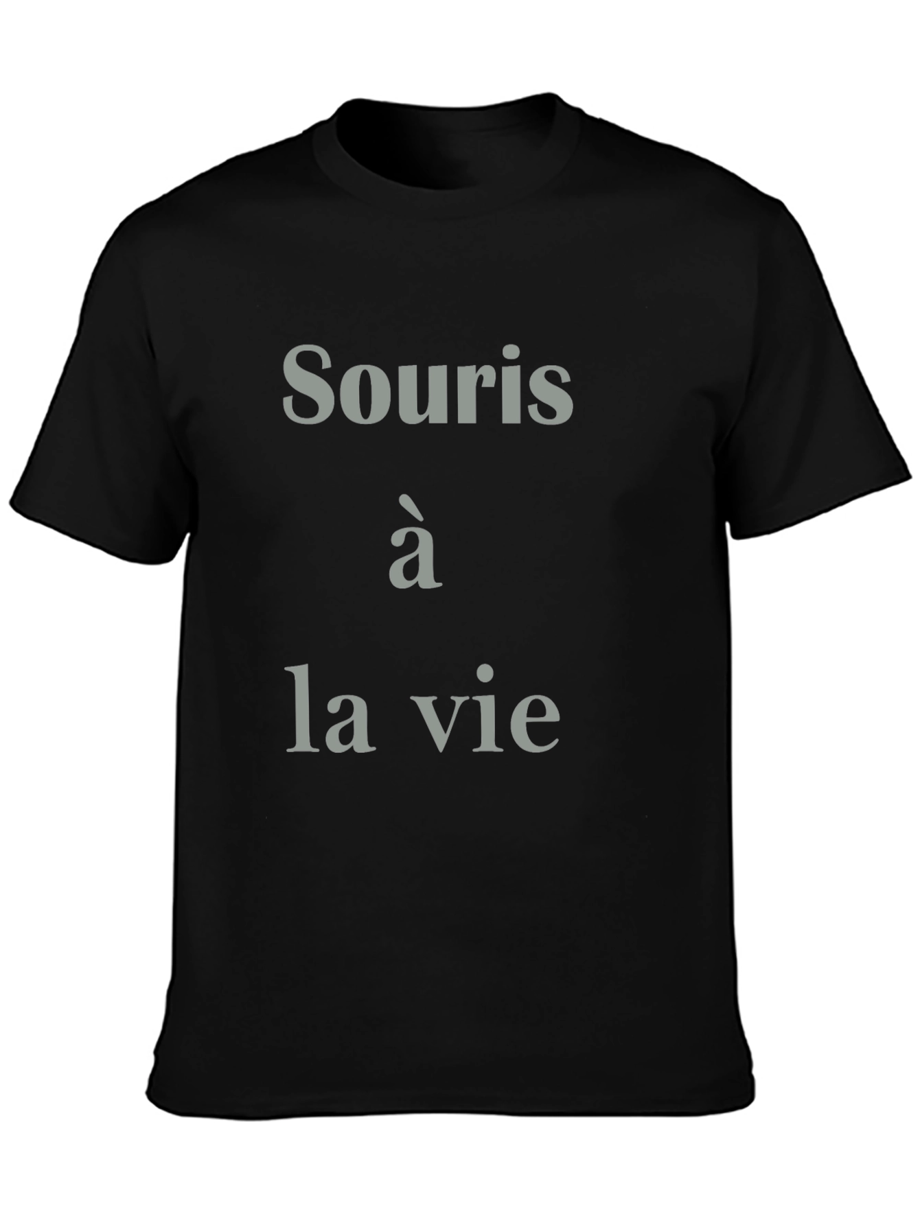 Black Smiley Life T-Shirt - French Saying Cotton Tee view 3
