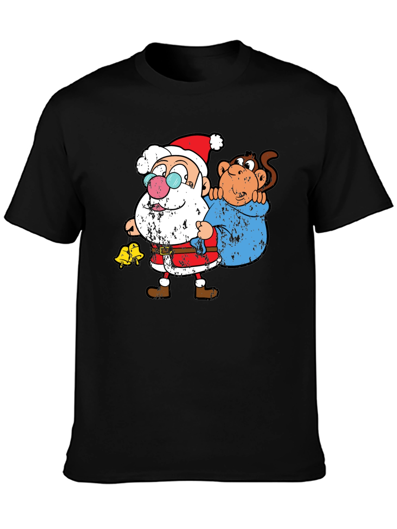 Black Santa & Monkey Graphic T-Shirt view 3