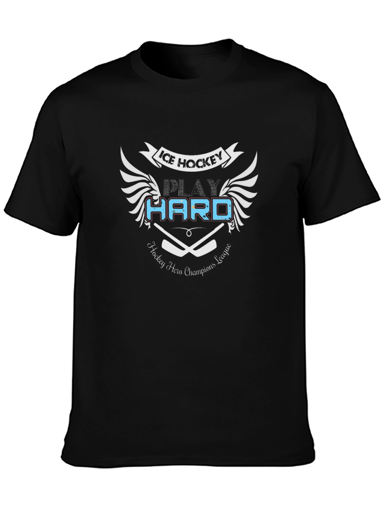 Black Ice Hockey Play Hard Black T-Shirt view 3