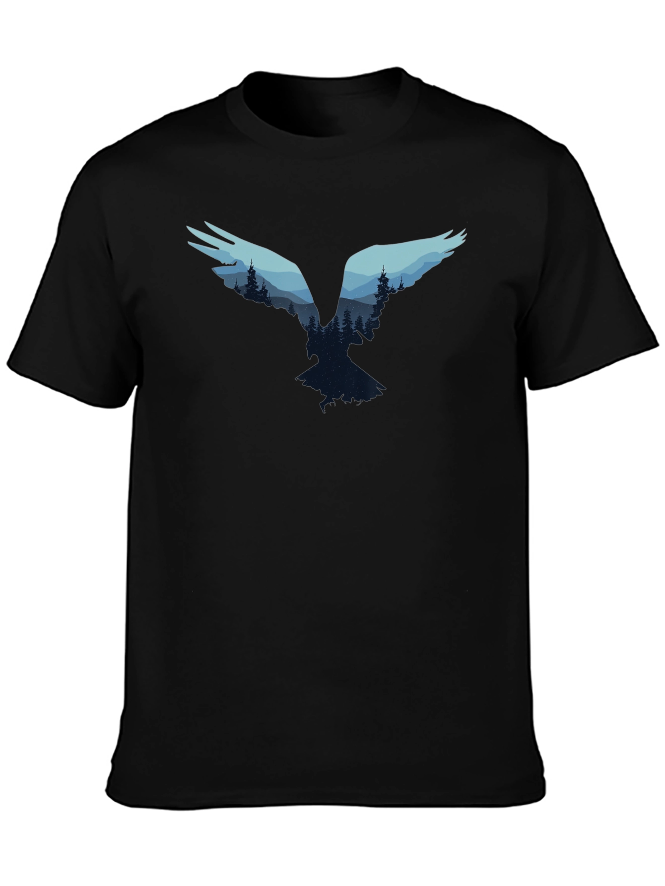 Black Nature Bird Graphic Tee - Black Cotton Blend view 3