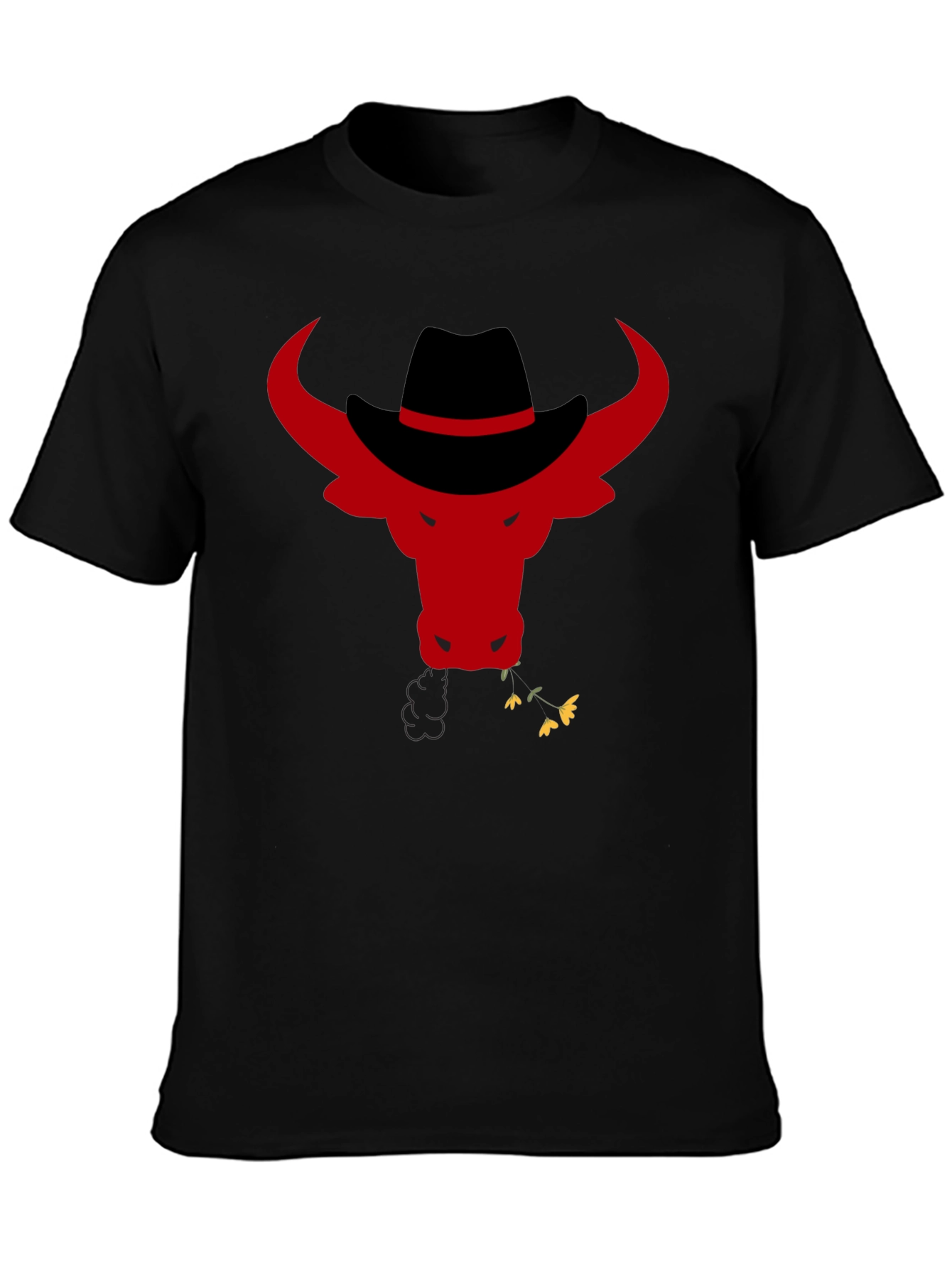 Black Cowboy Bull Graphic T-Shirt - Black view 3