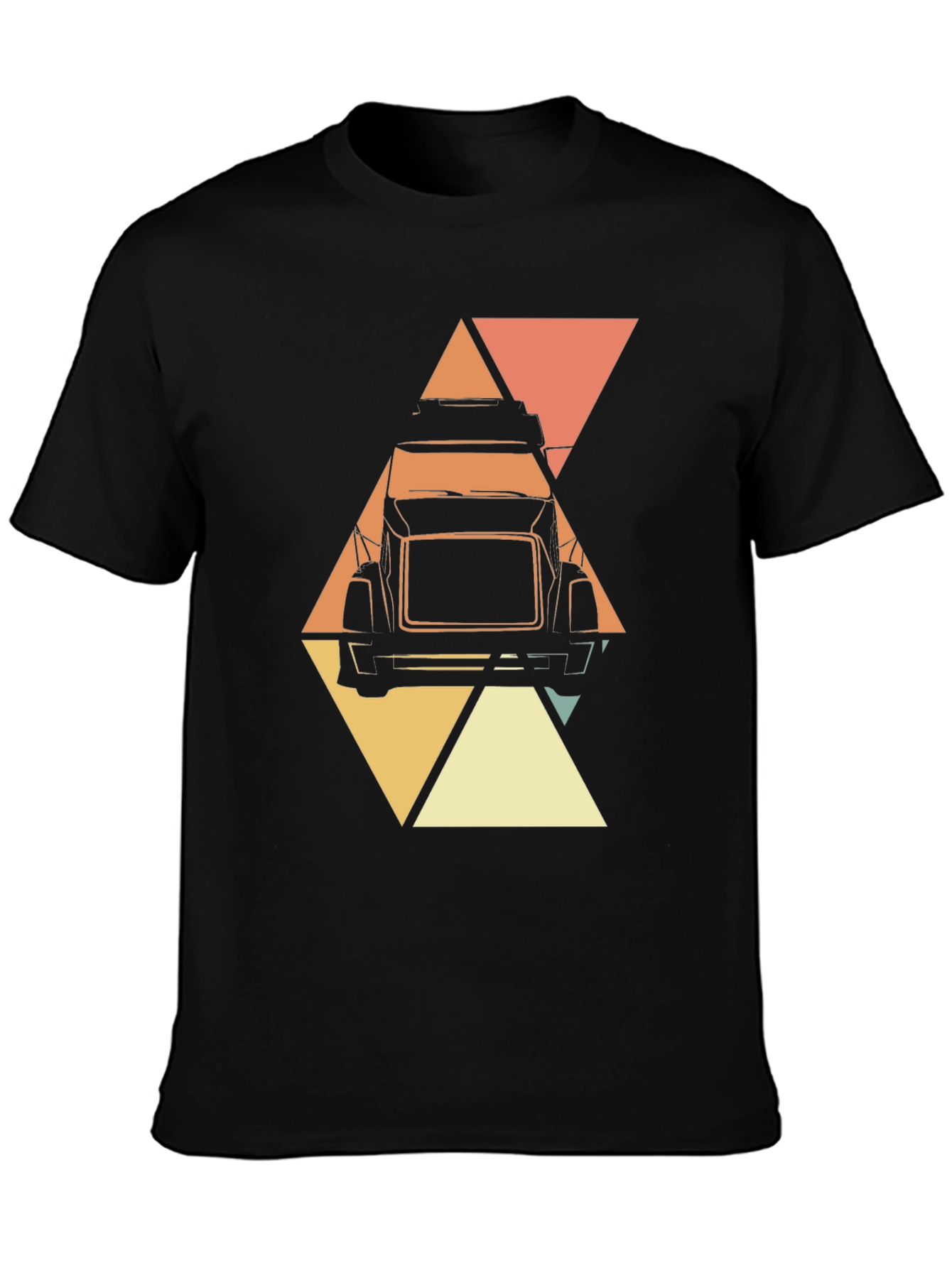 Black Retro Trucker T-Shirt - Geometric Design view 3