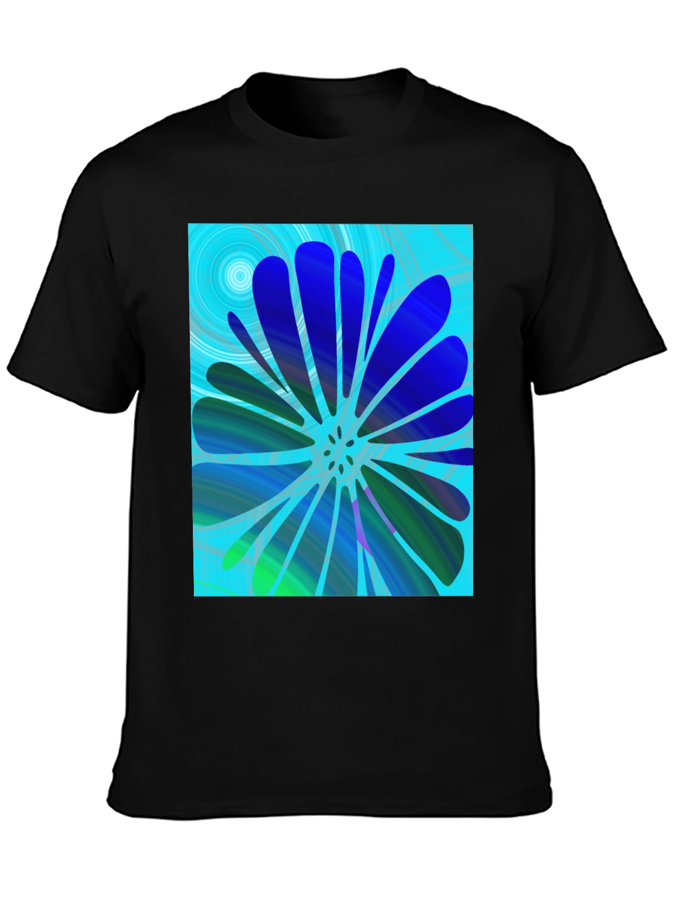 Black Abstract Flower Print T-Shirt view 3