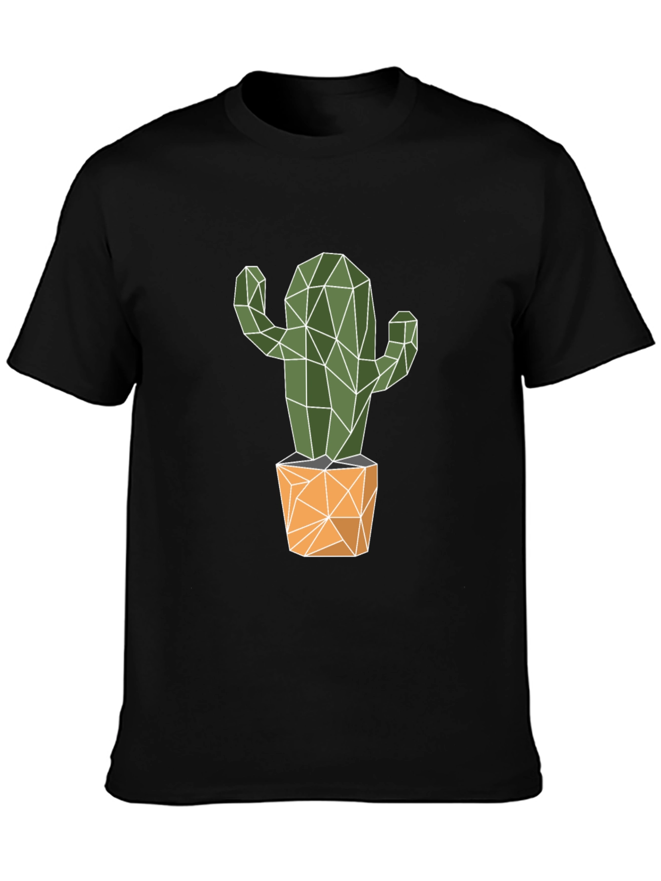 Black Geometric Cactus Graphic Tee - Stylish & Unique! view 3